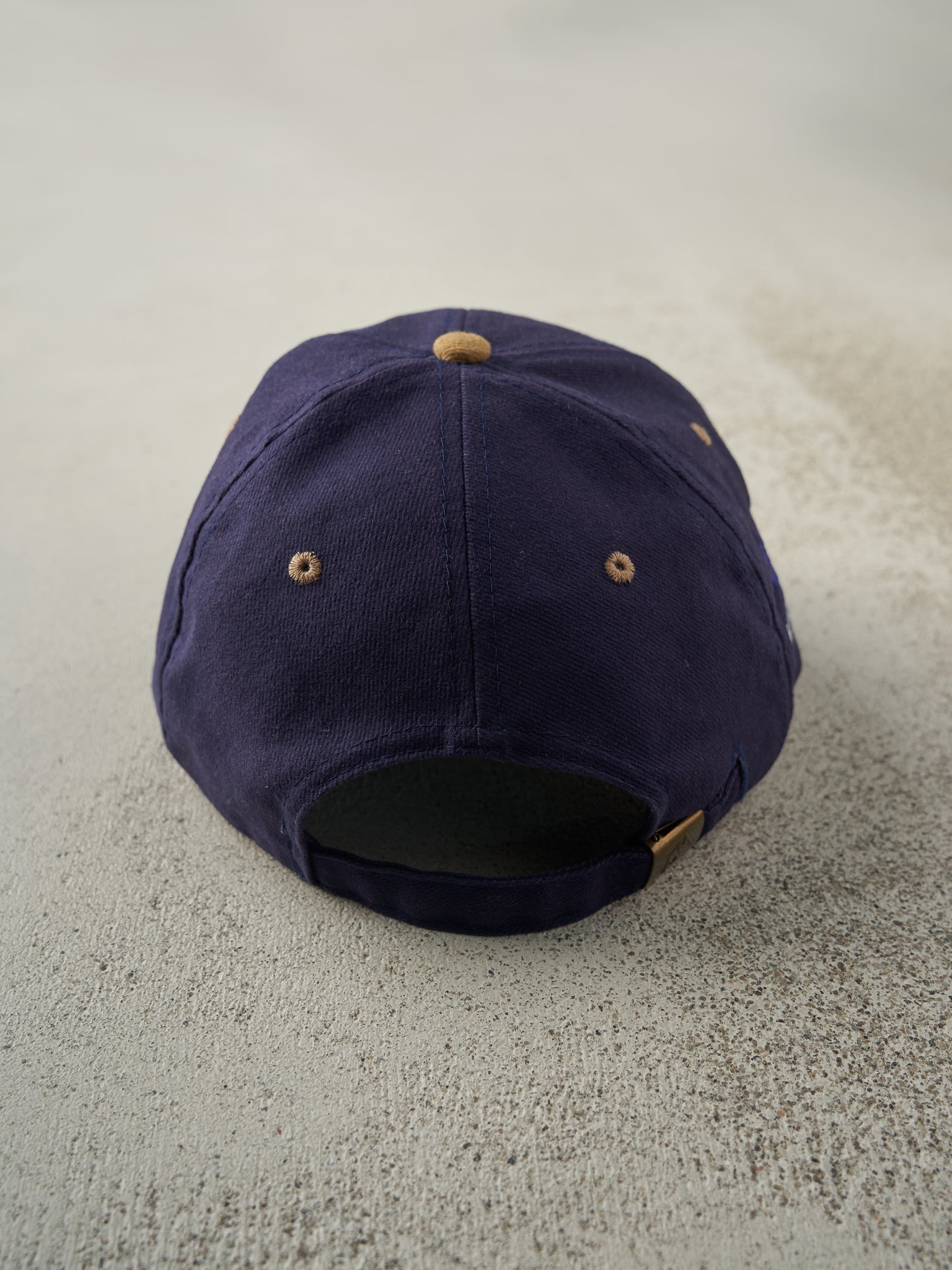 Vintage 90s Navy & Beige Embroidered Precision Strap Back Hat