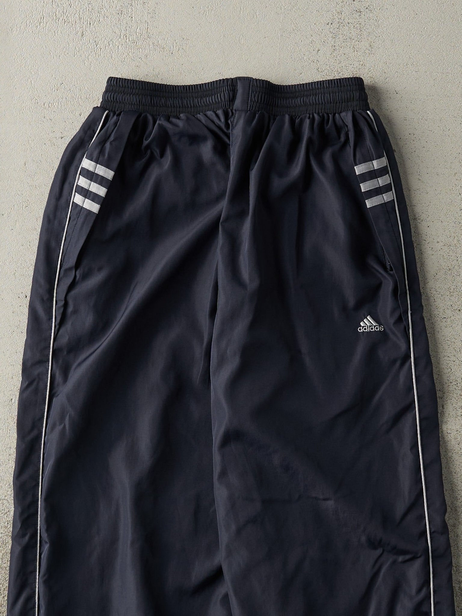Vintage 90s Navy Blue Adidas Windbreaker Pants (24.5x25.5)