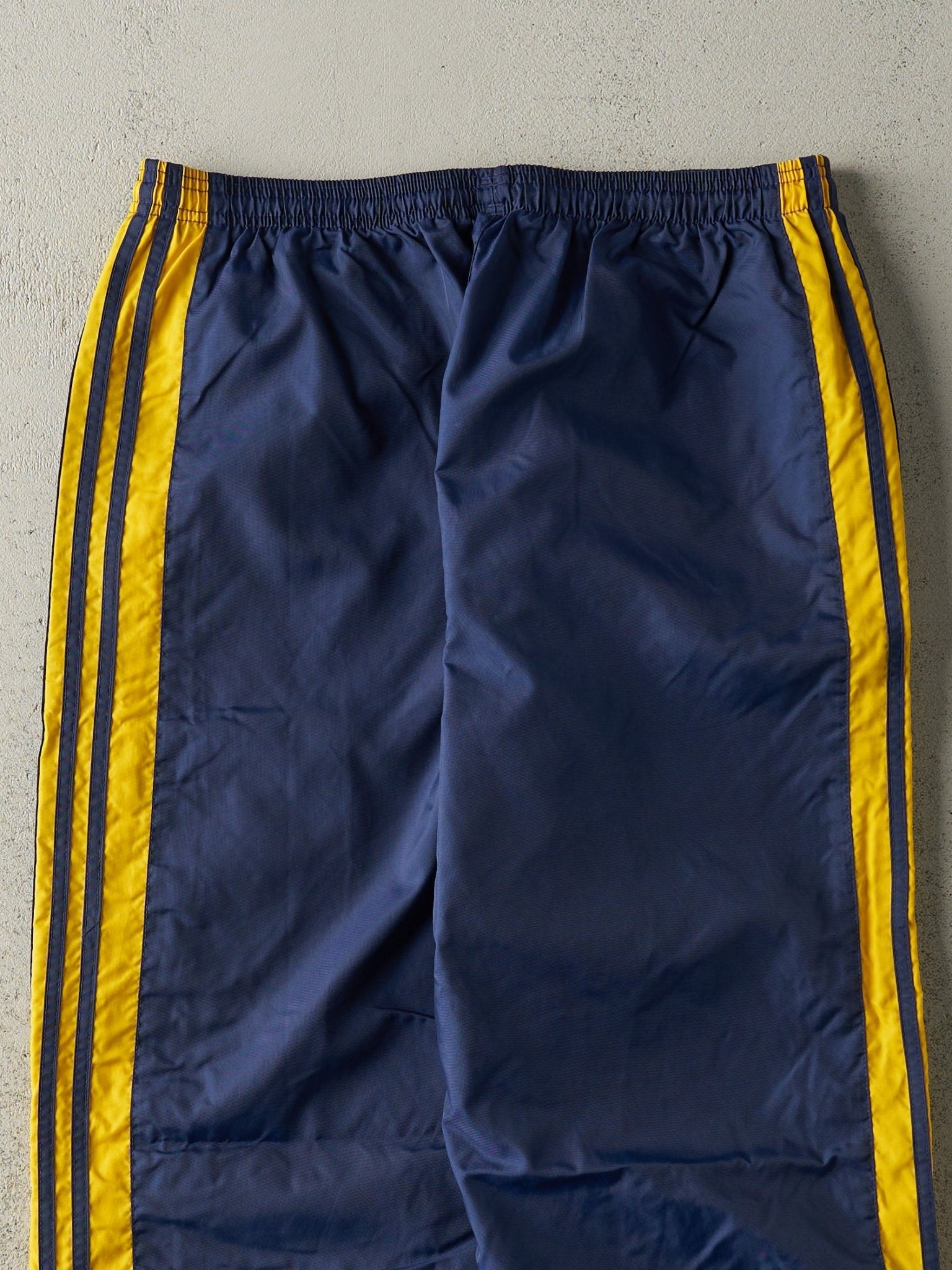 Vintage 90s Navy & Yellow Embroidered Adidas Windbreaker Pants (33x31.5)