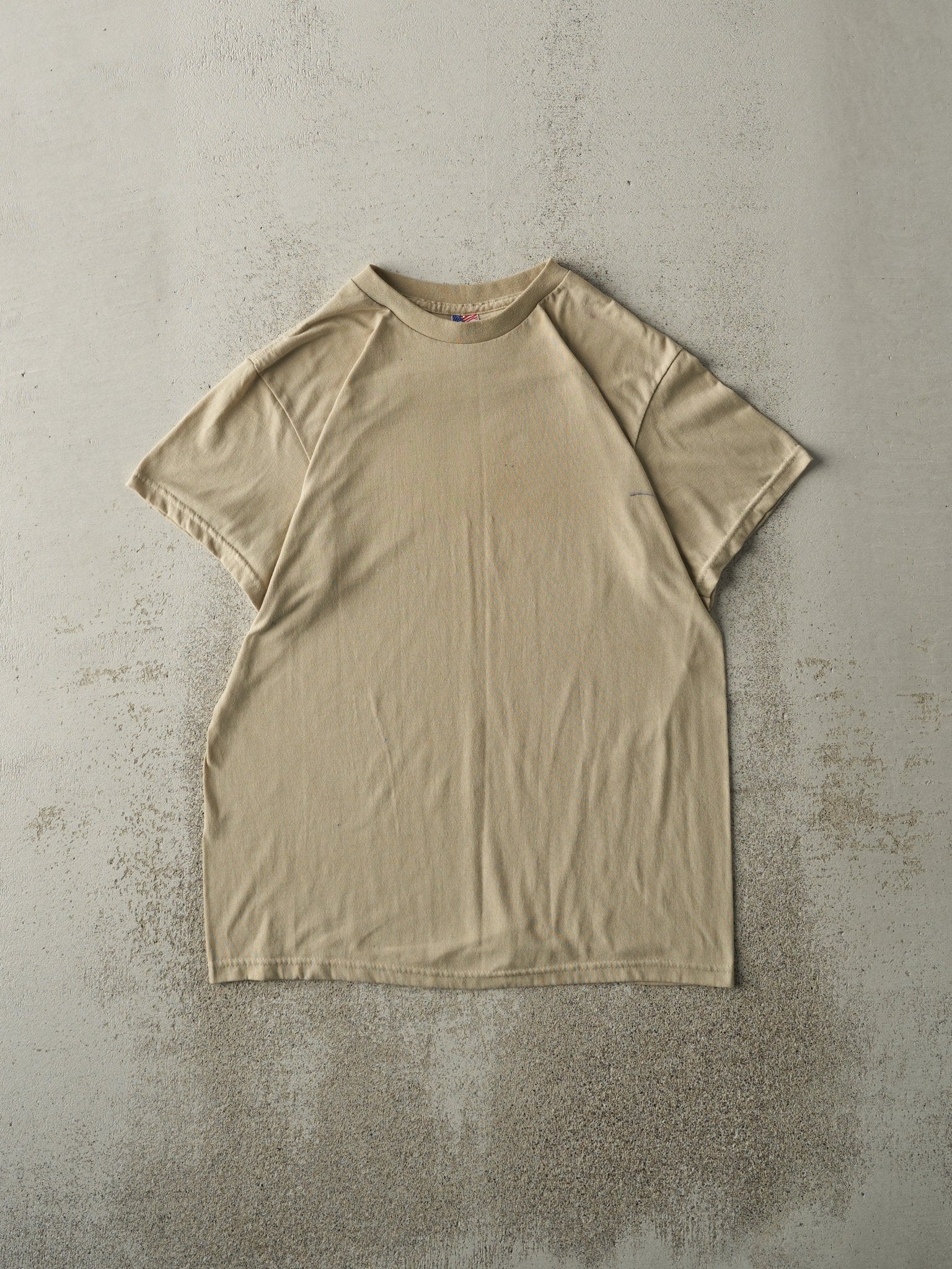 Vintage 90s Beige Blank Tee (M)