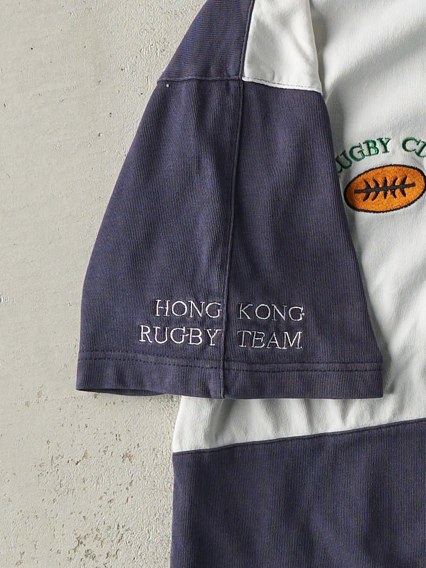 Vintage 90s Navy Blue & White Hong Kong Rugby Shirt (M/L)