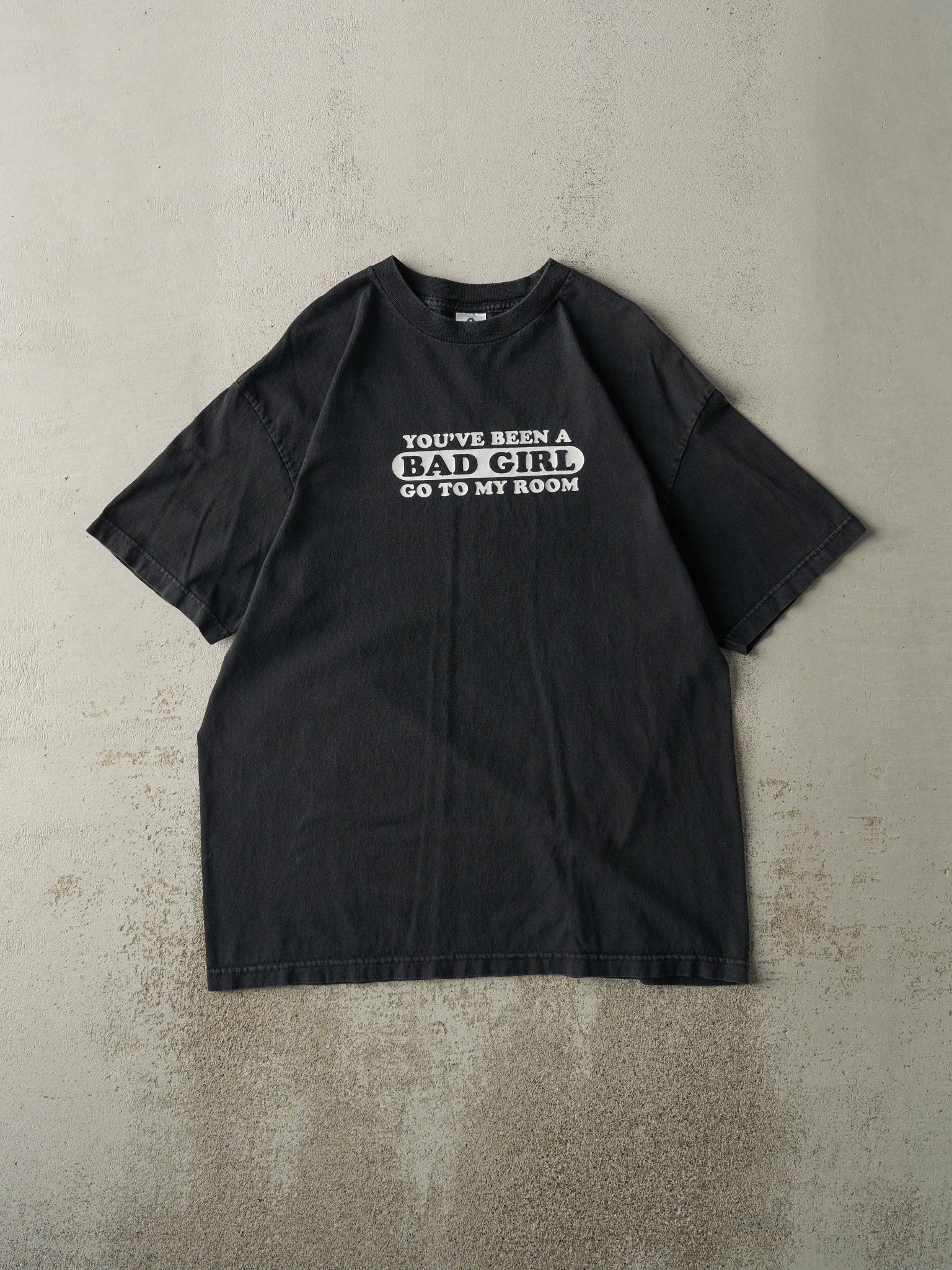 Vintage Y2K Black "Bad Girl" Slogan Tee (M/L)