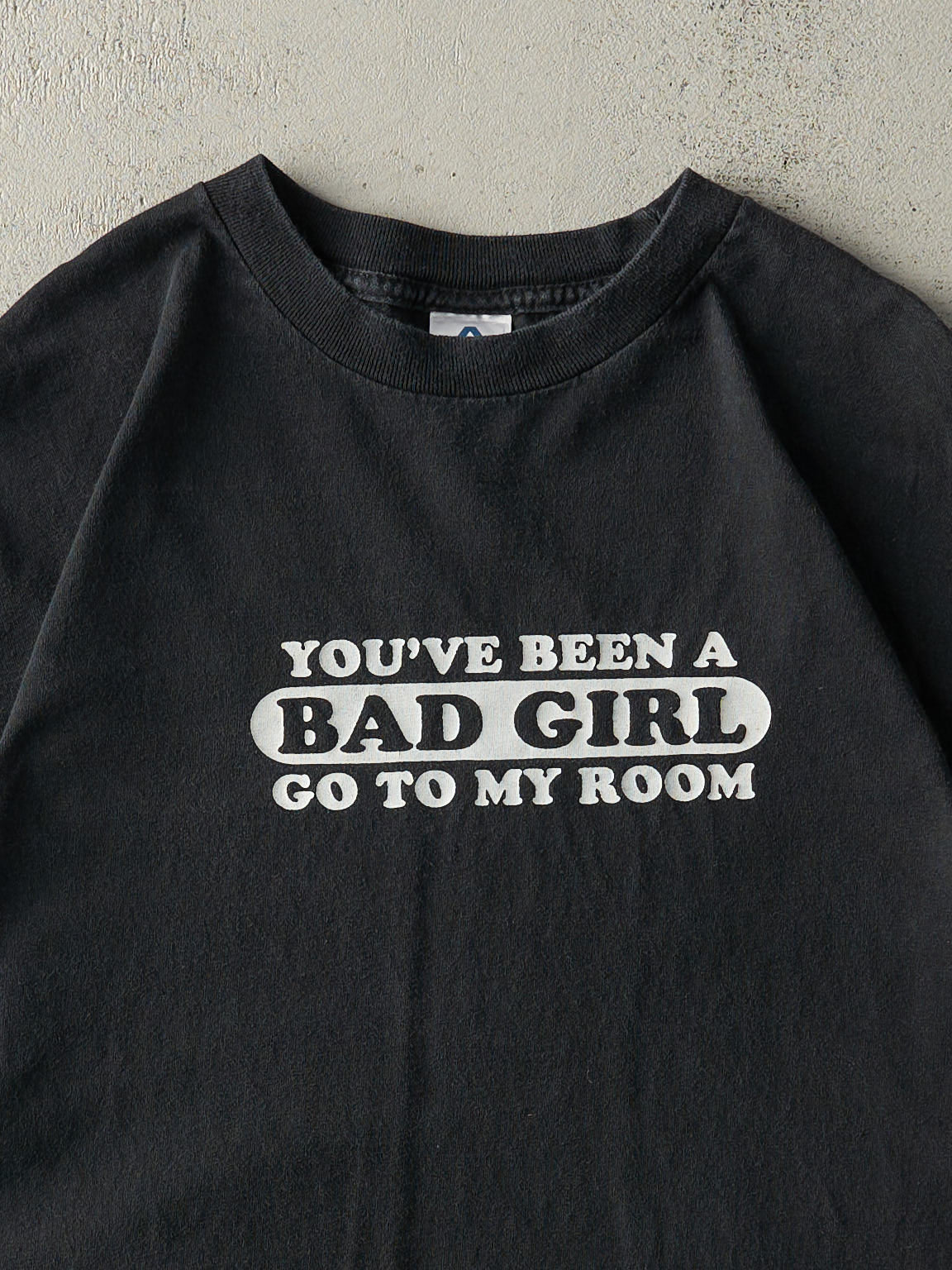 Vintage Y2K Black "Bad Girl" Slogan Tee (M/L)