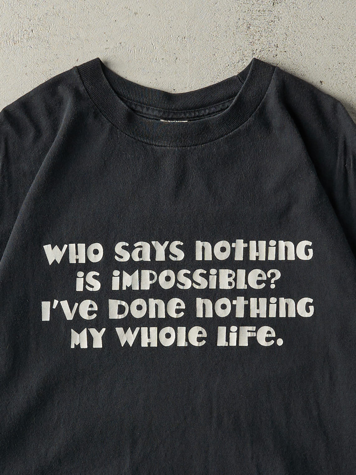 Vintage Y2K Black "I've Done Nothing" Slogan Tee (XL)