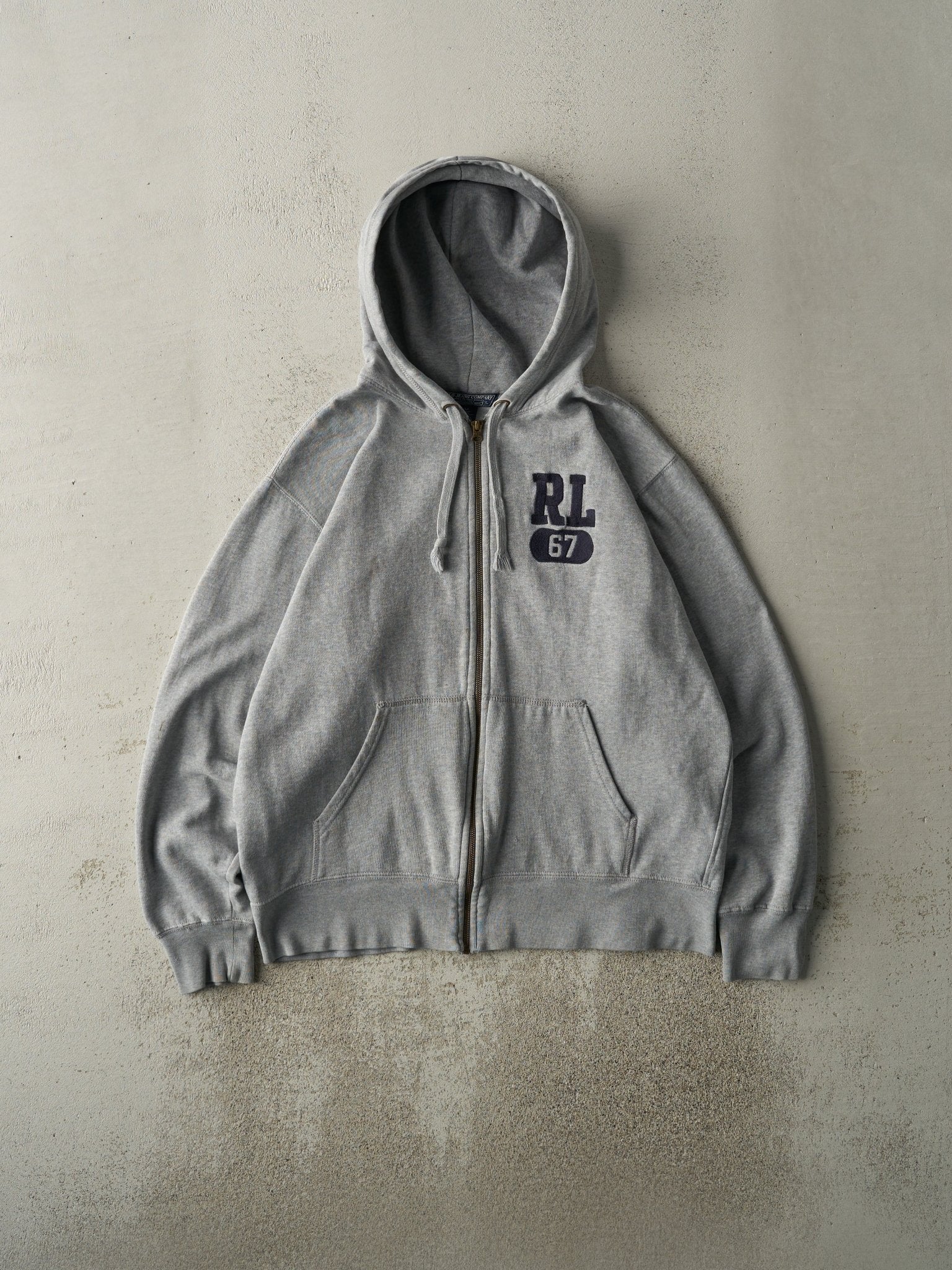 Vintage Y2K Grey Polo Jeans Ralph Lauren Zip Up Hoodie (M/L)