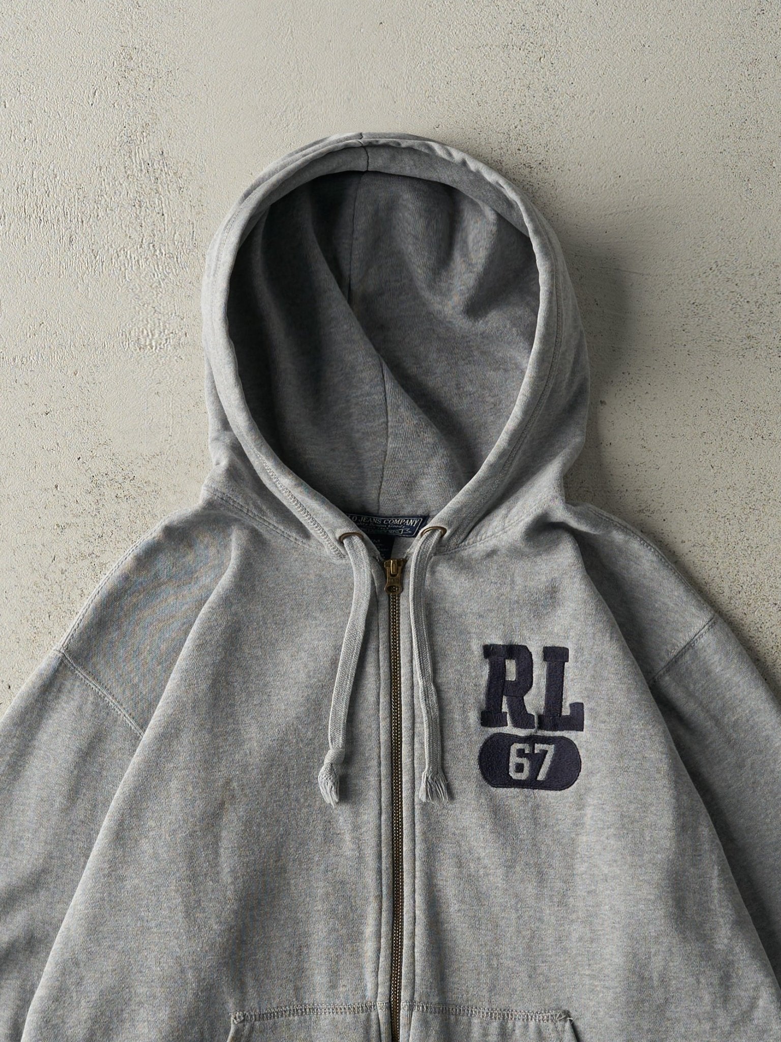 Vintage Y2K Grey Polo Jeans Ralph Lauren Zip Up Hoodie (M/L)