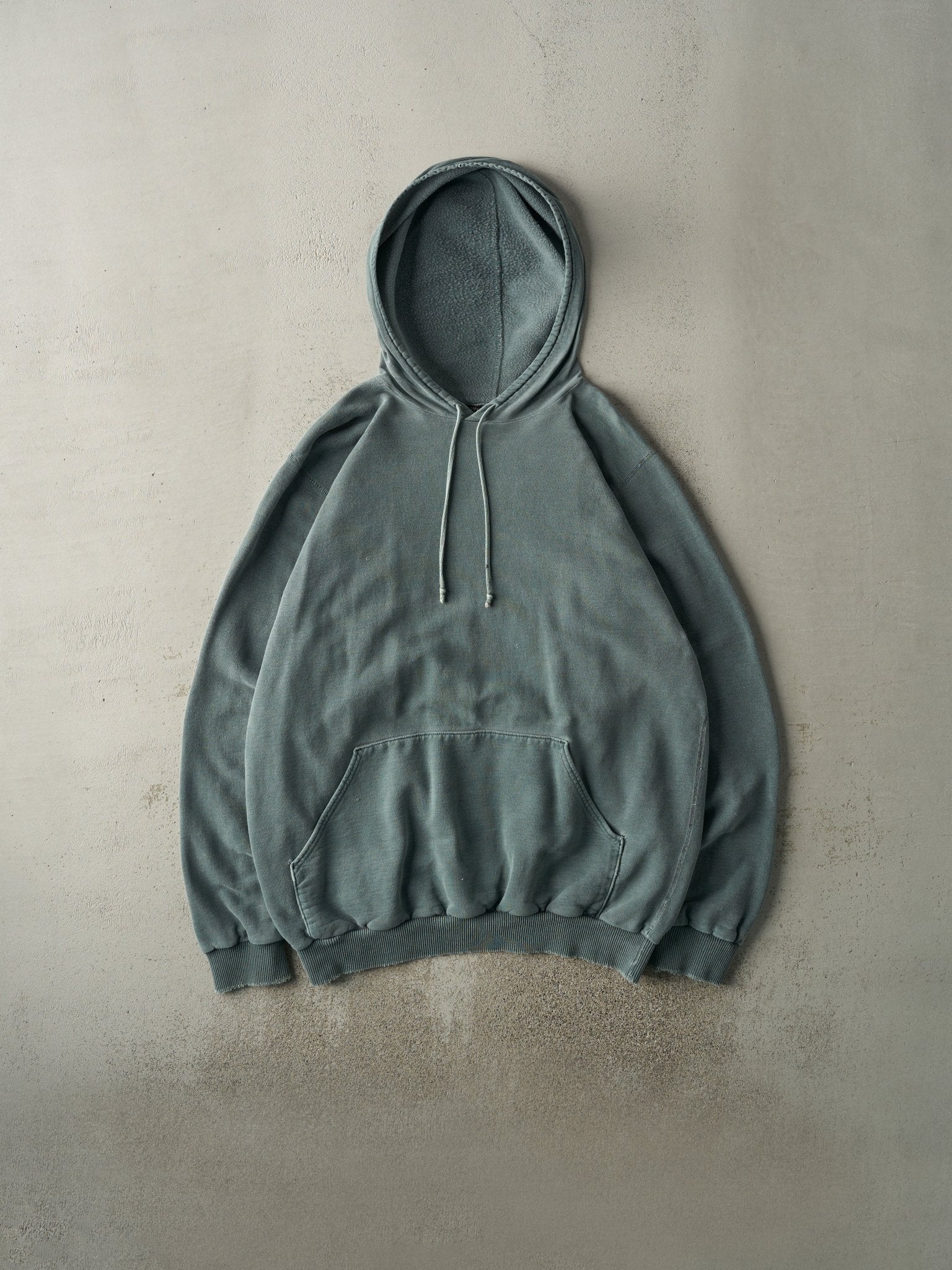 Vintage 90s Washed Green Blank Hoodie (XL)