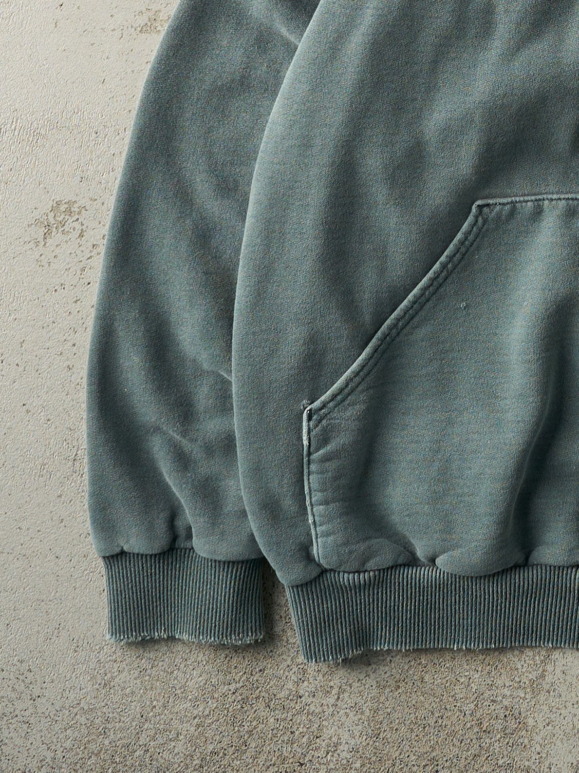 Vintage 90s Washed Green Blank Hoodie (XL)