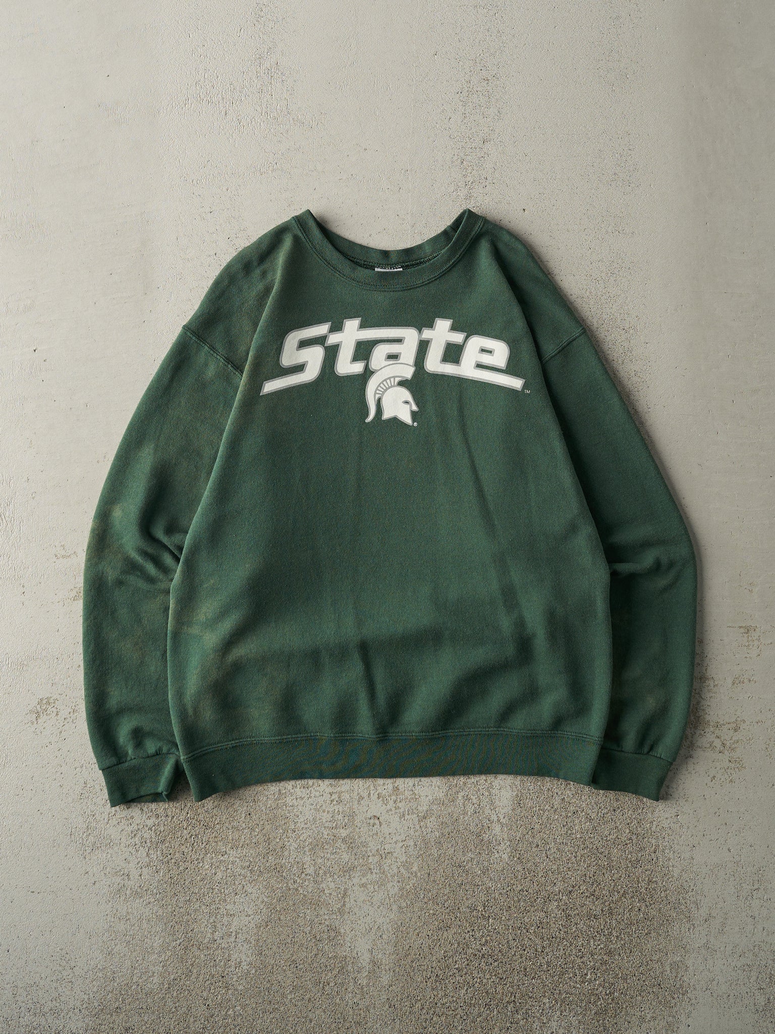 Vintage Y2K Green Michigan State Spartans Crewneck (M)