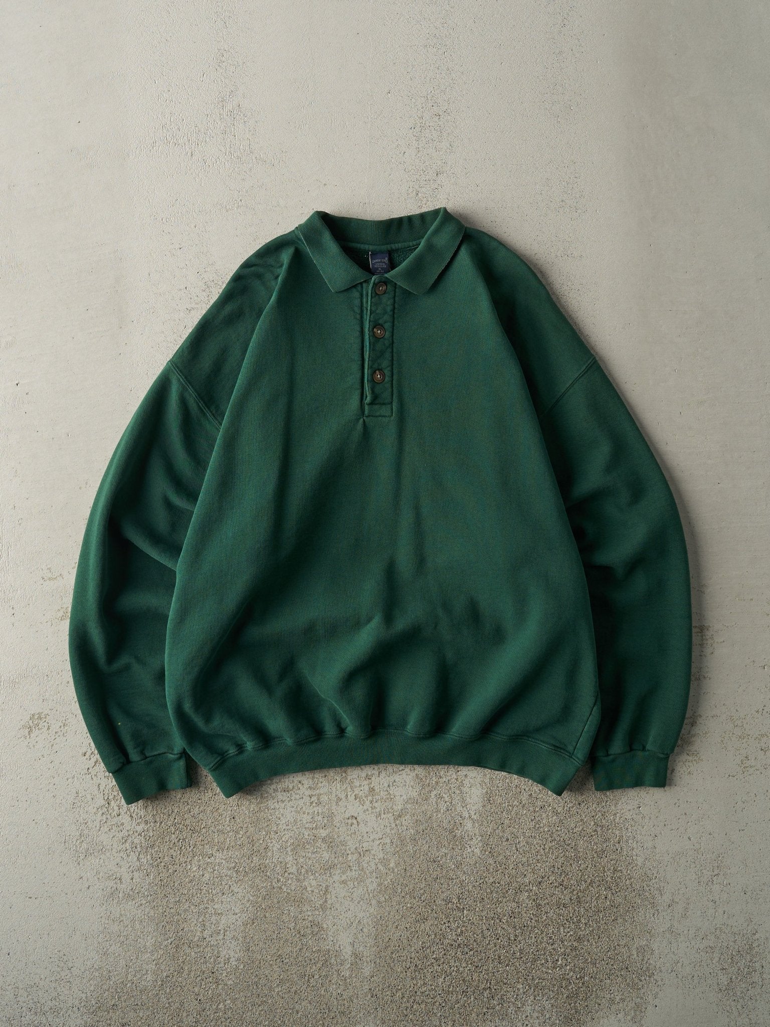 Vintage 90s Green Quarter Button Sweatshirt (L)