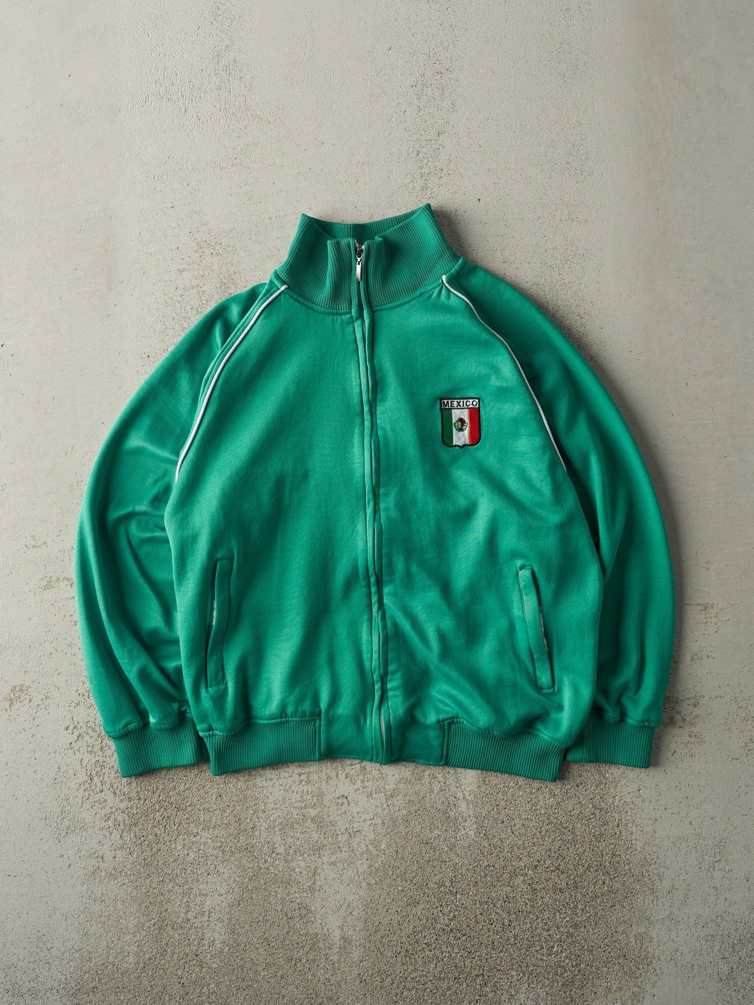 Vintage Y2K Green Embroidered Mexico Track Jacket (M)
