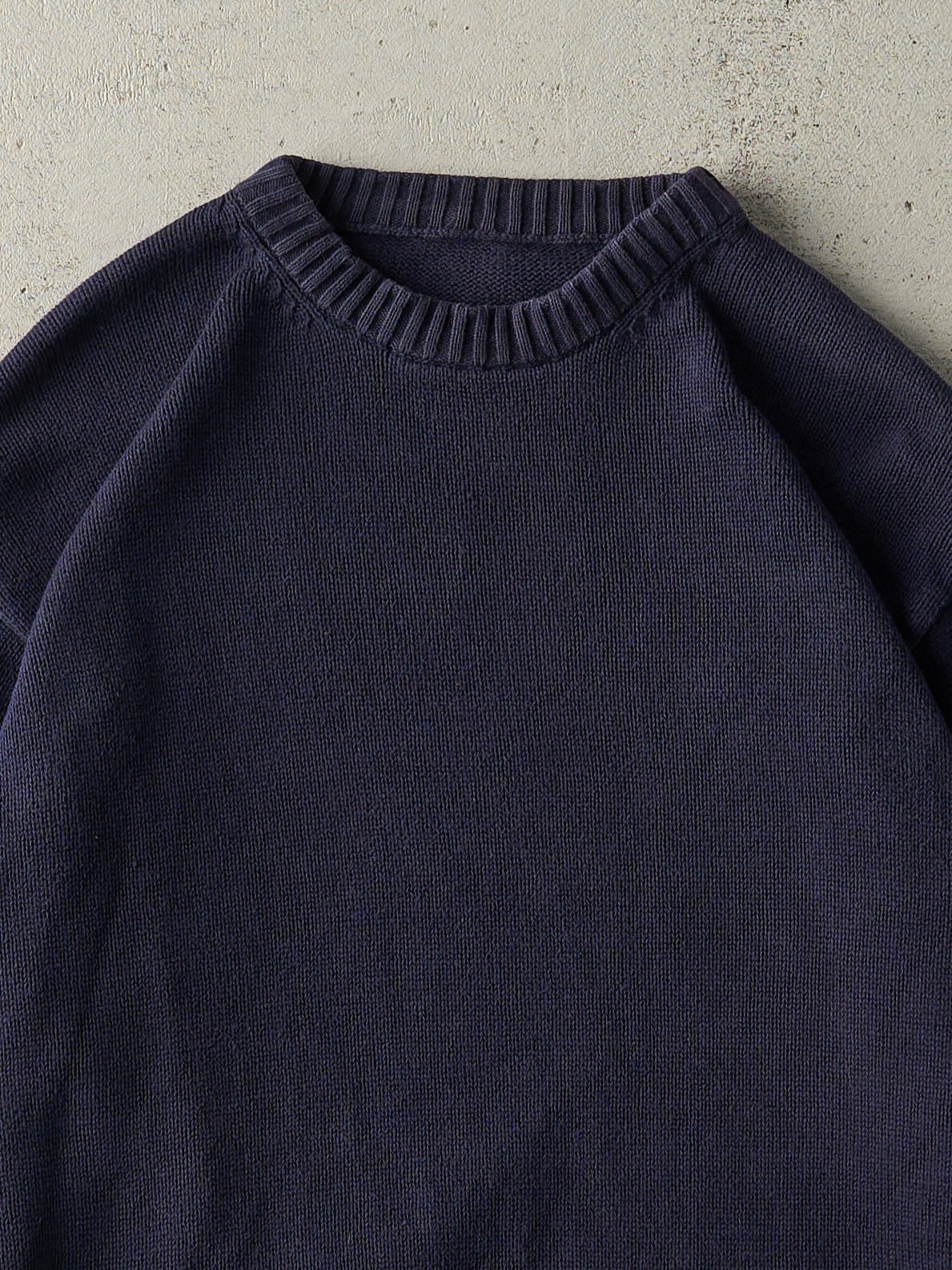 Vintage 90s Navy Blue Knit Pullover (M)