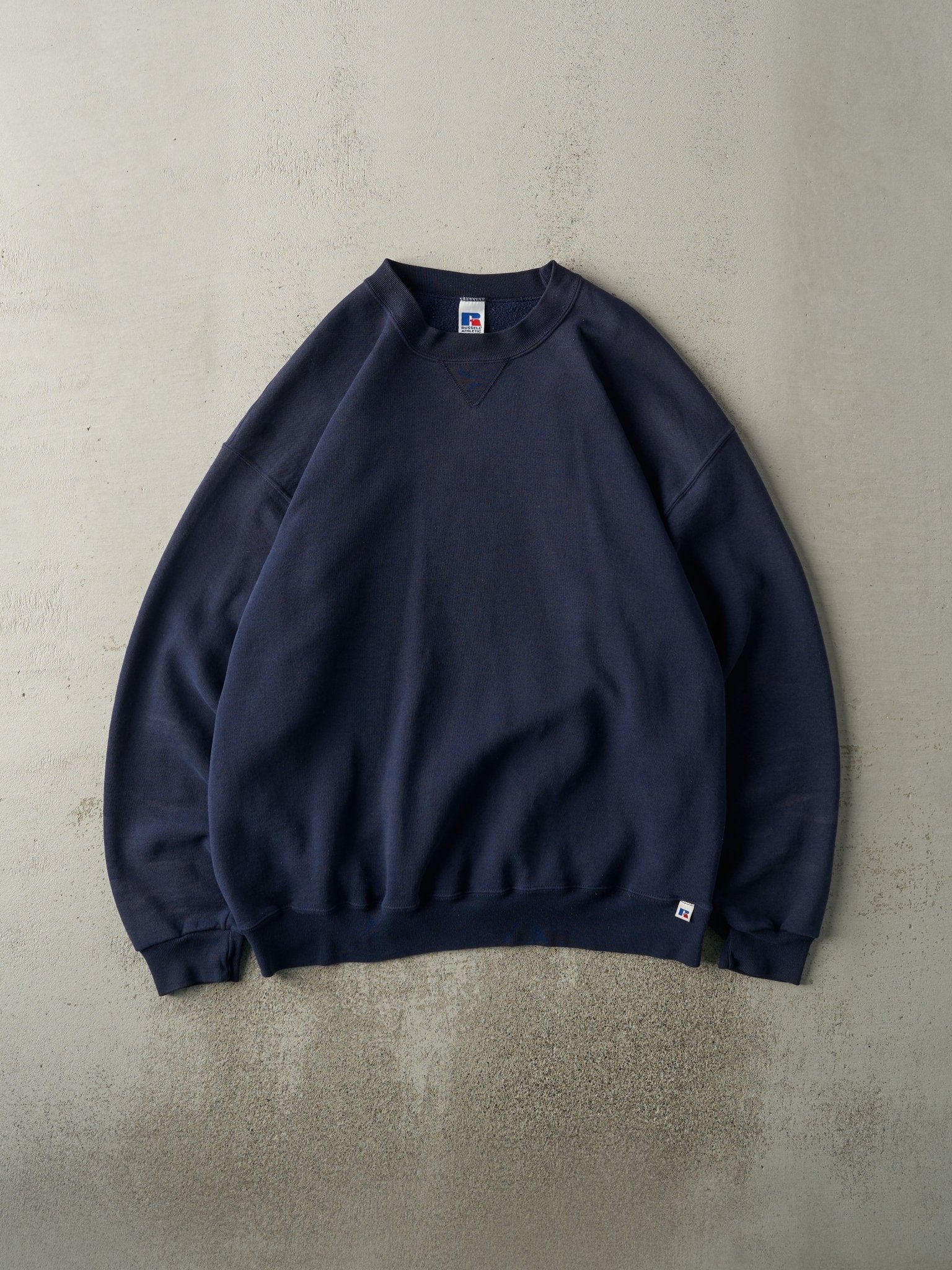 Vintage 90s Navy Blue Blank Russell Athletic Crewneck (XL)