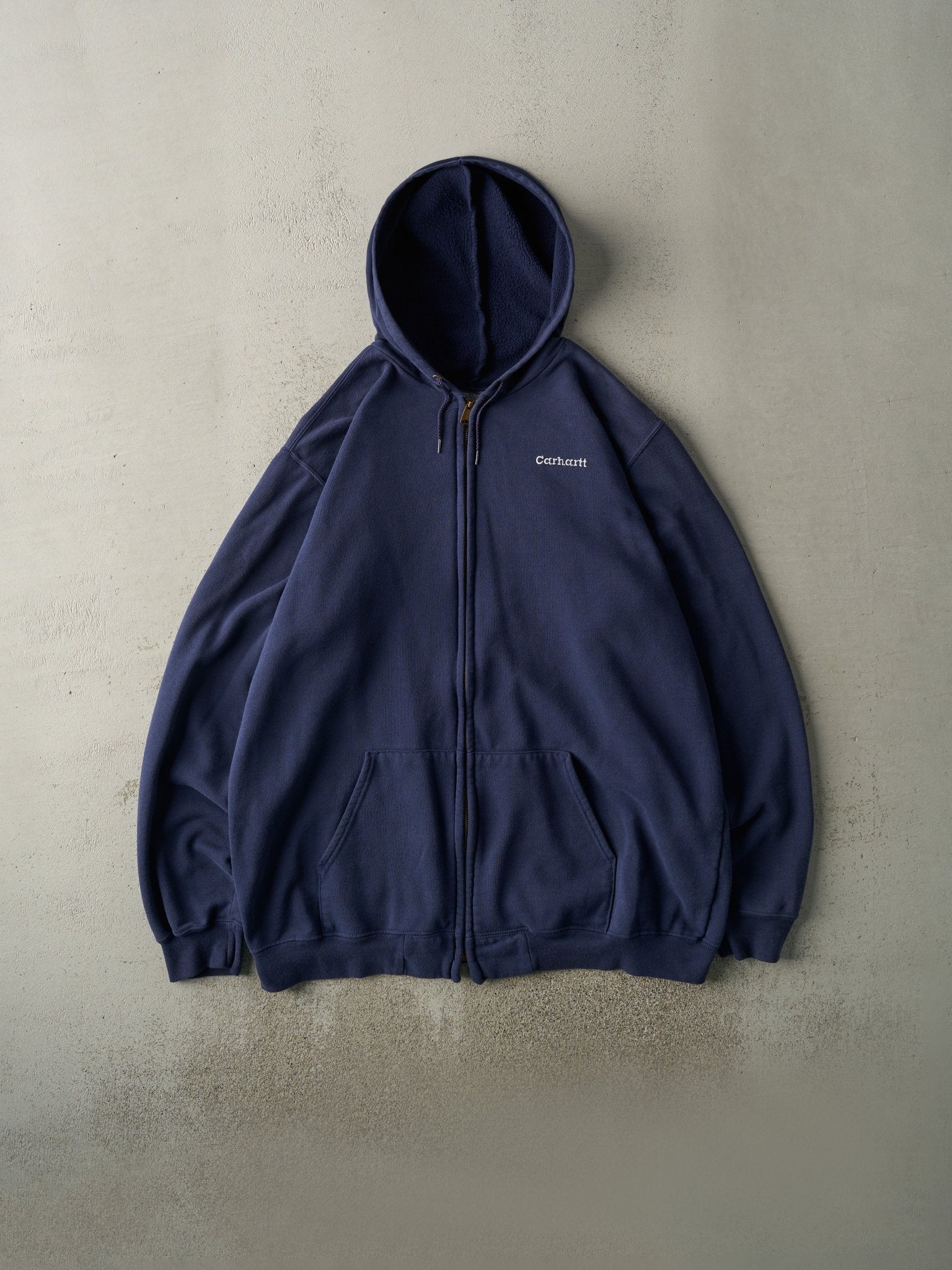 Vintage Y2K Navy Blue Carhartt Zip Up Hoodie (XXL)