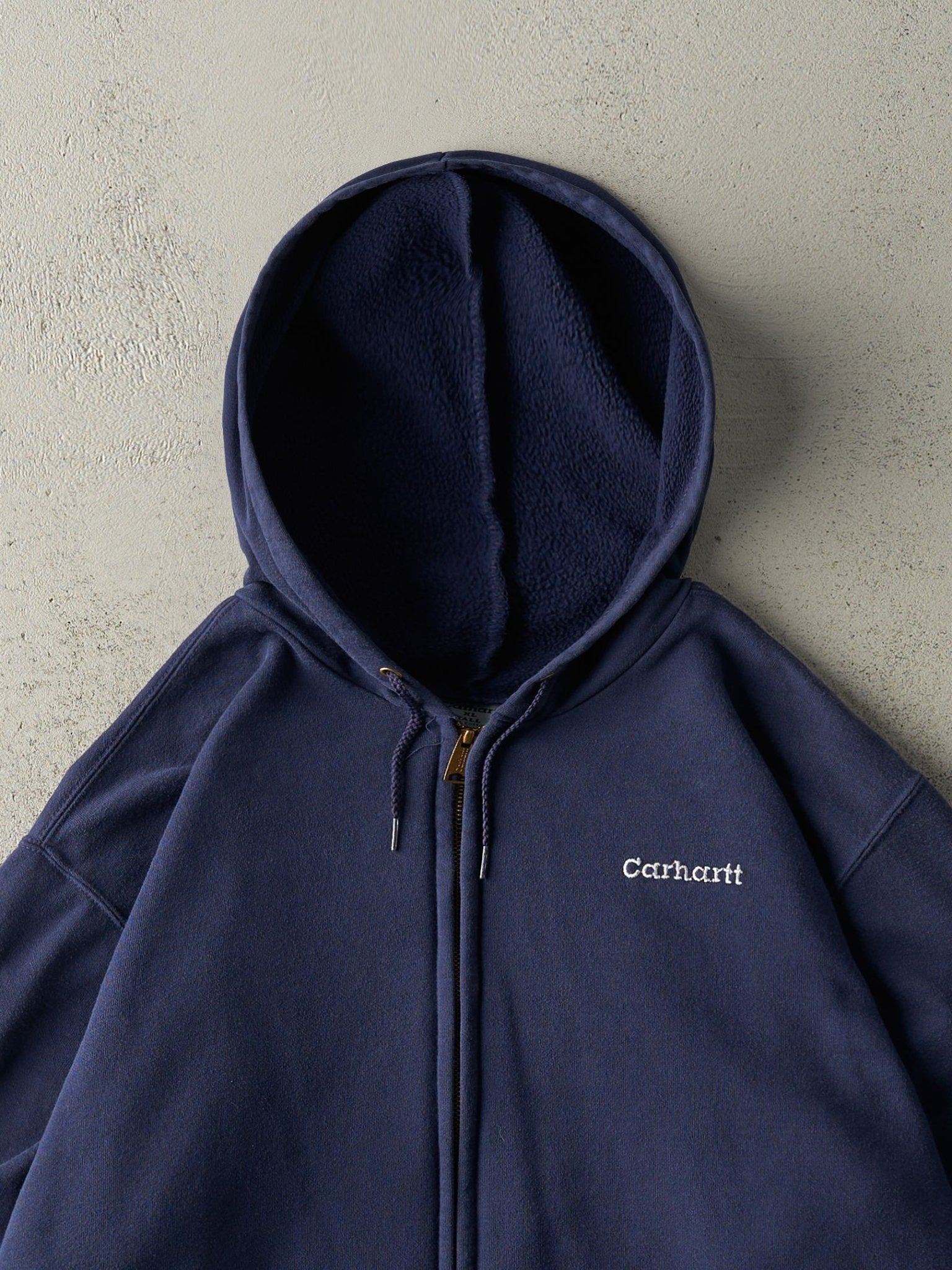 Vintage Y2K Navy Blue Carhartt Zip Up Hoodie (XXL)