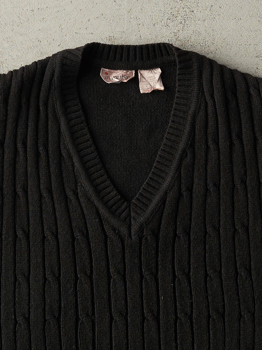 Vintage 80s Black Cable Knit Sweater Vest (M/L)