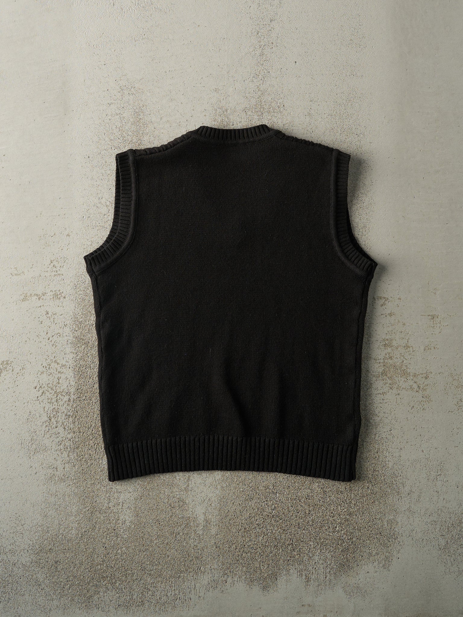 Vintage 80s Black Cable Knit Sweater Vest (M/L)