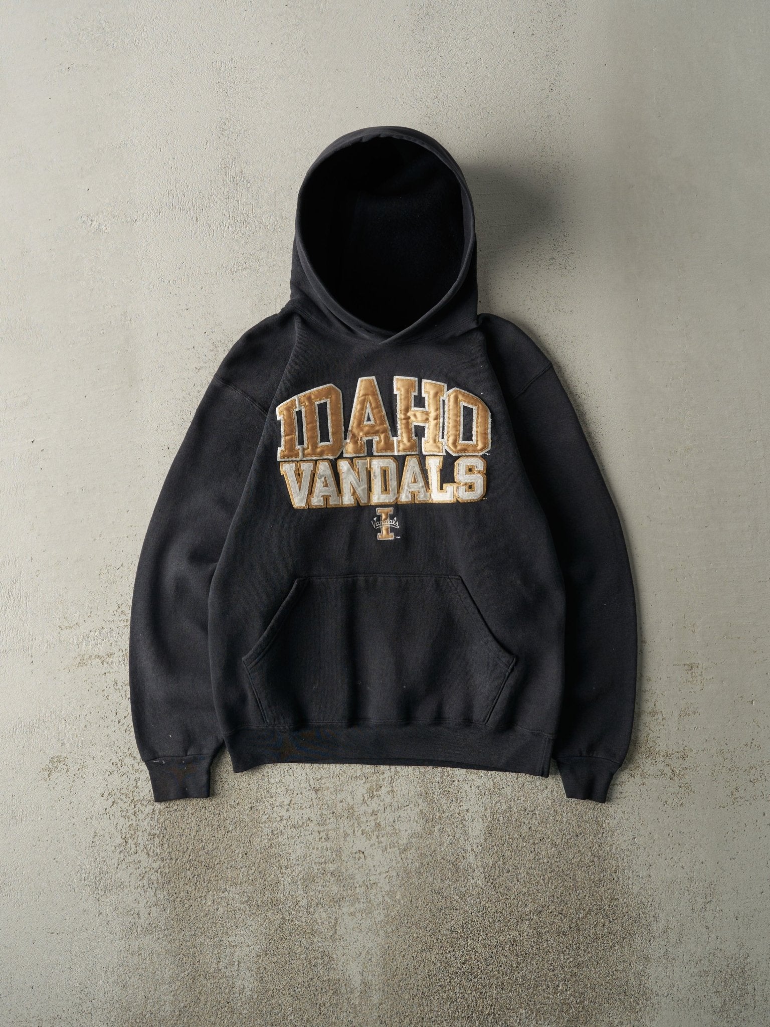Vintage Y2K Faded Black Embroidered Idaho University Vandals Hoodie (M)