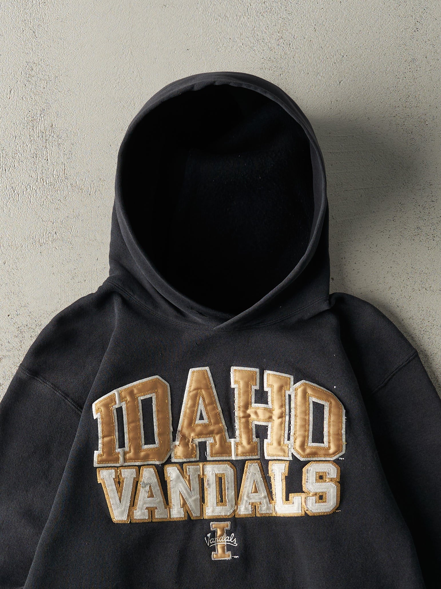 Vintage Y2K Faded Black Embroidered Idaho University Vandals Hoodie (M)