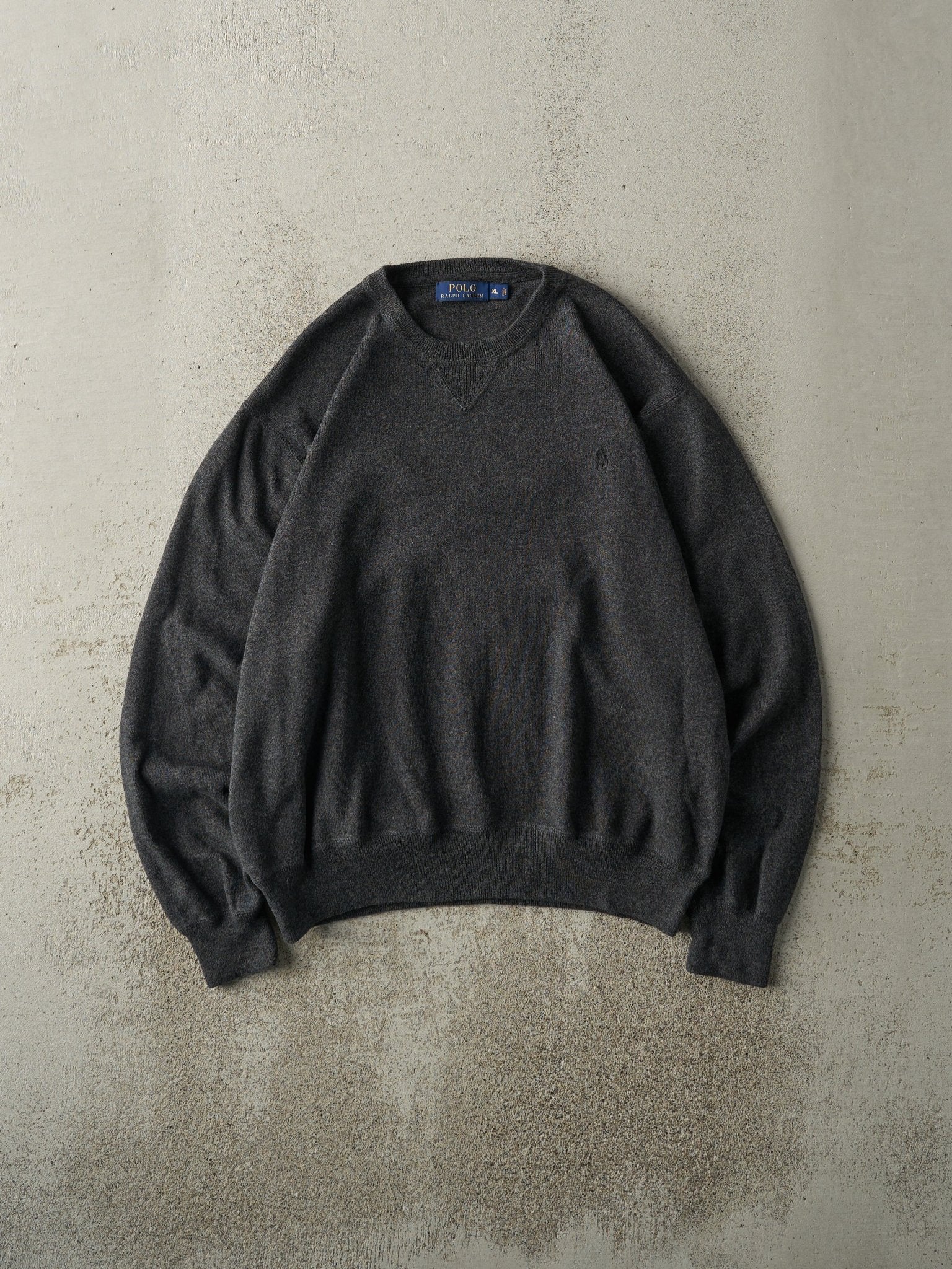 Vintage Y2K Charcoal Grey Polo Embroidered Knit (L)