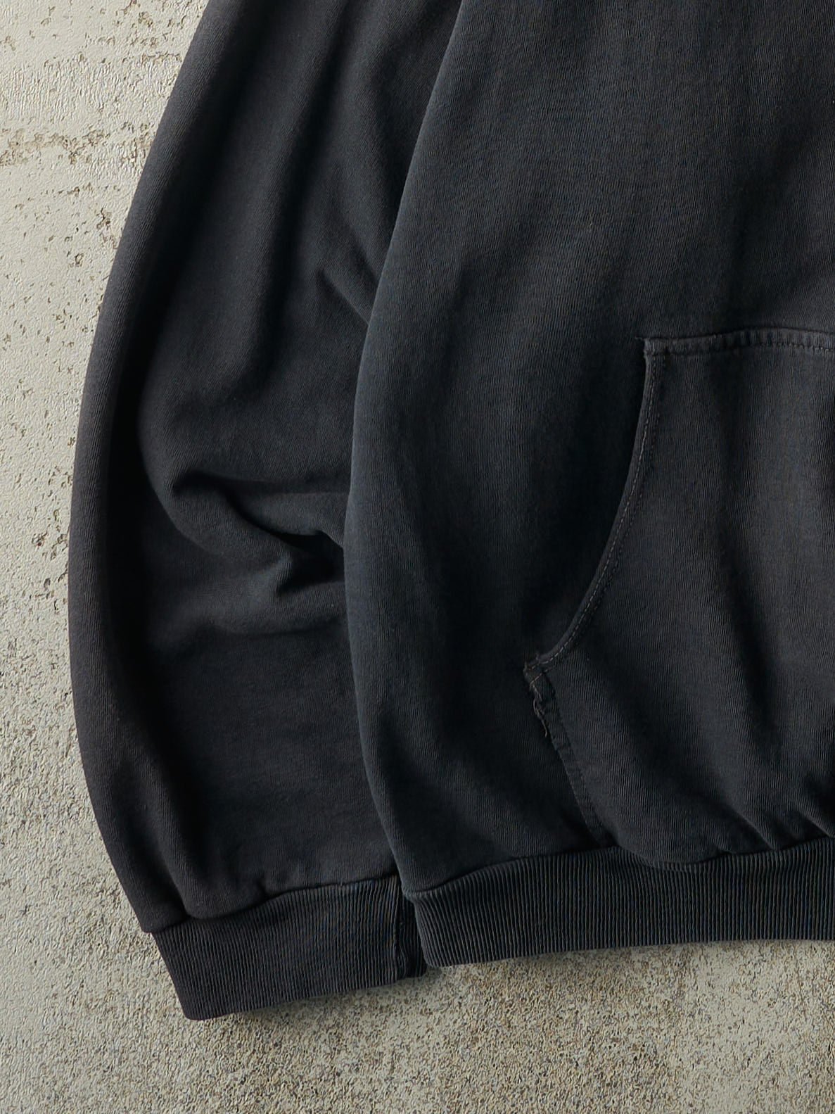 Vintage 90s Faded Black Thermal Lined Zip Up Hoodie (XXL)