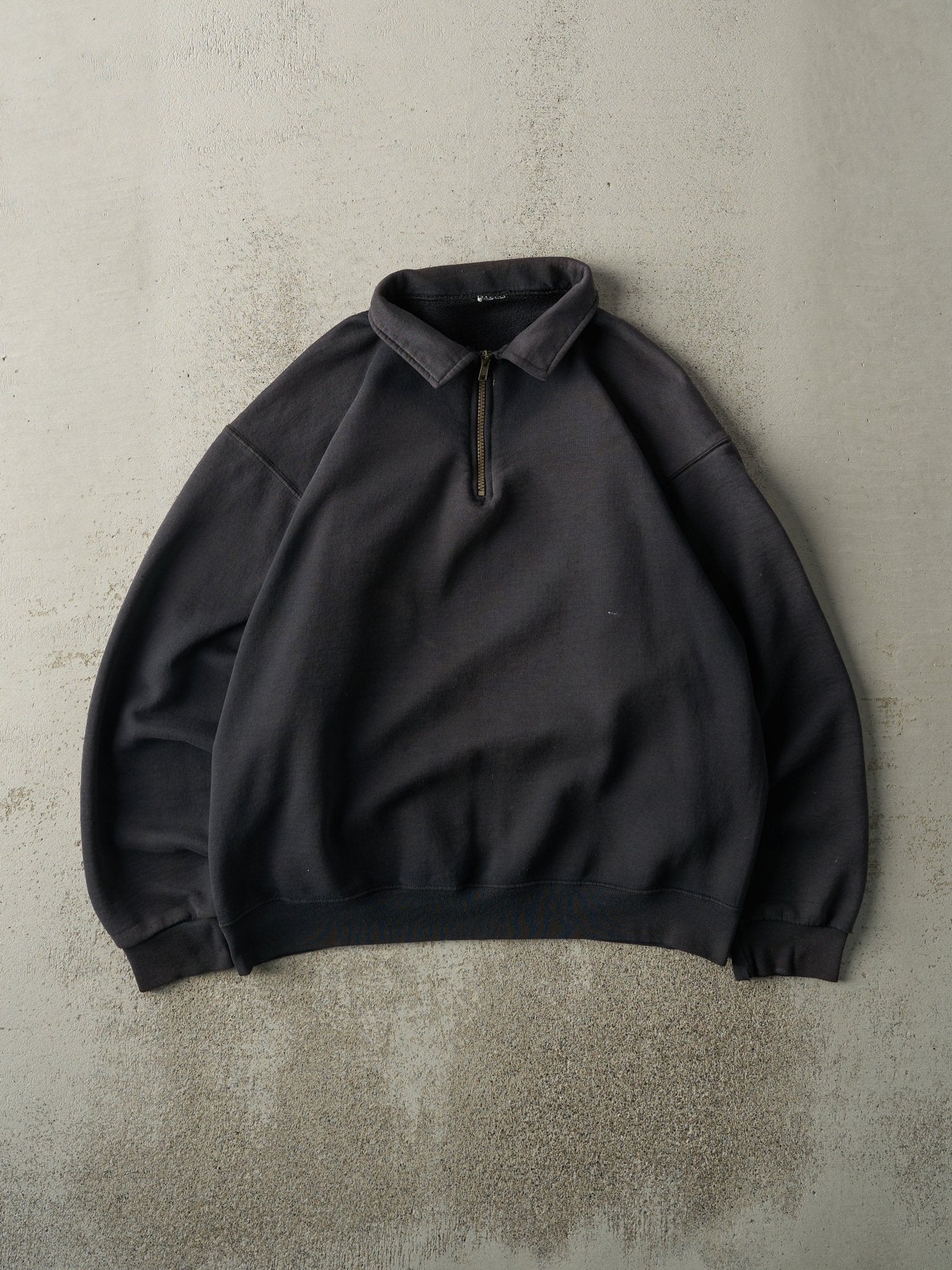 Vintage 90s Sun Faded Black Quarter Zip Sweatshirt (L)