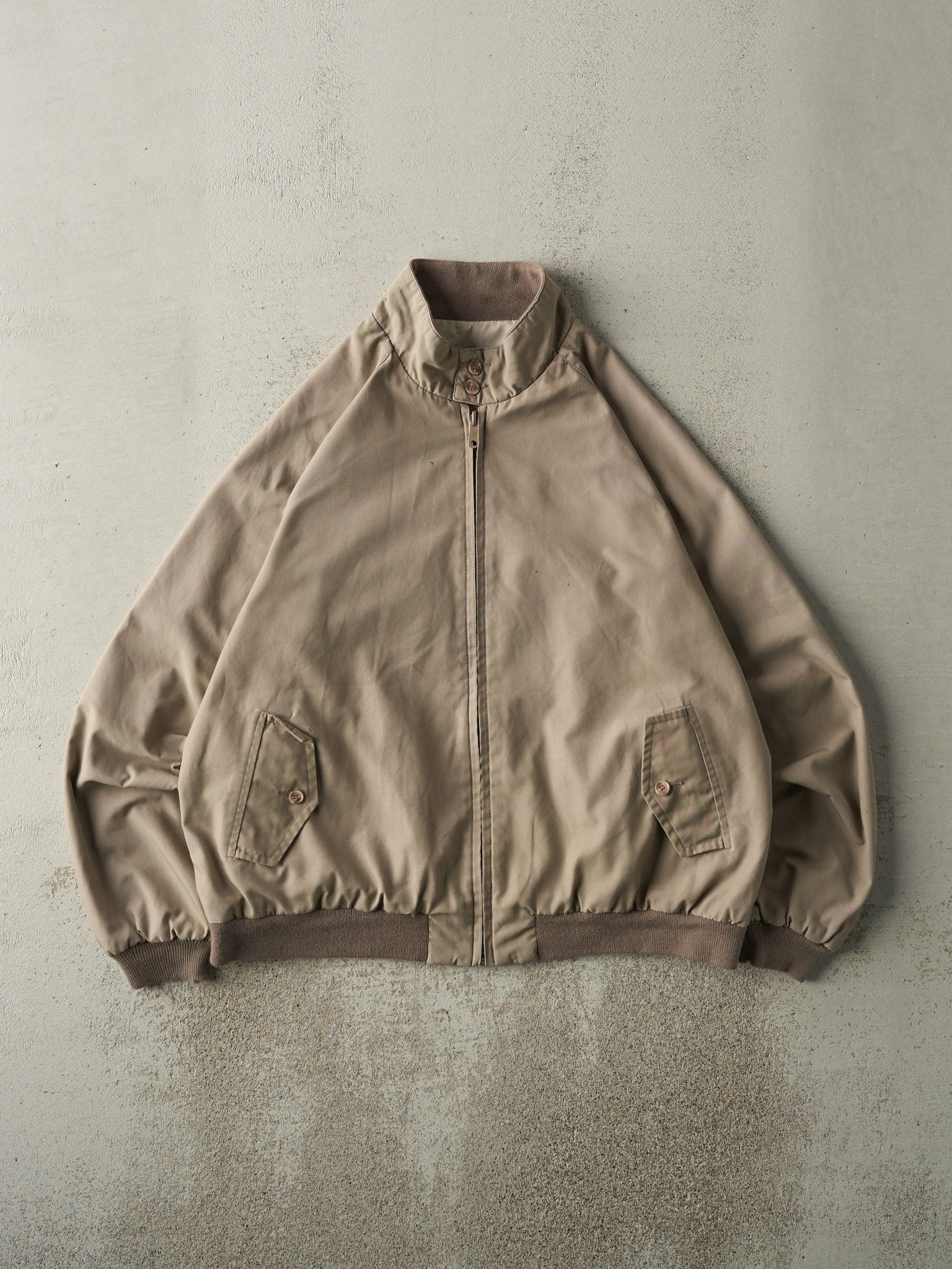 Vintage 80s Beige Reversible Harrington Bomber Jacket (M/L)
