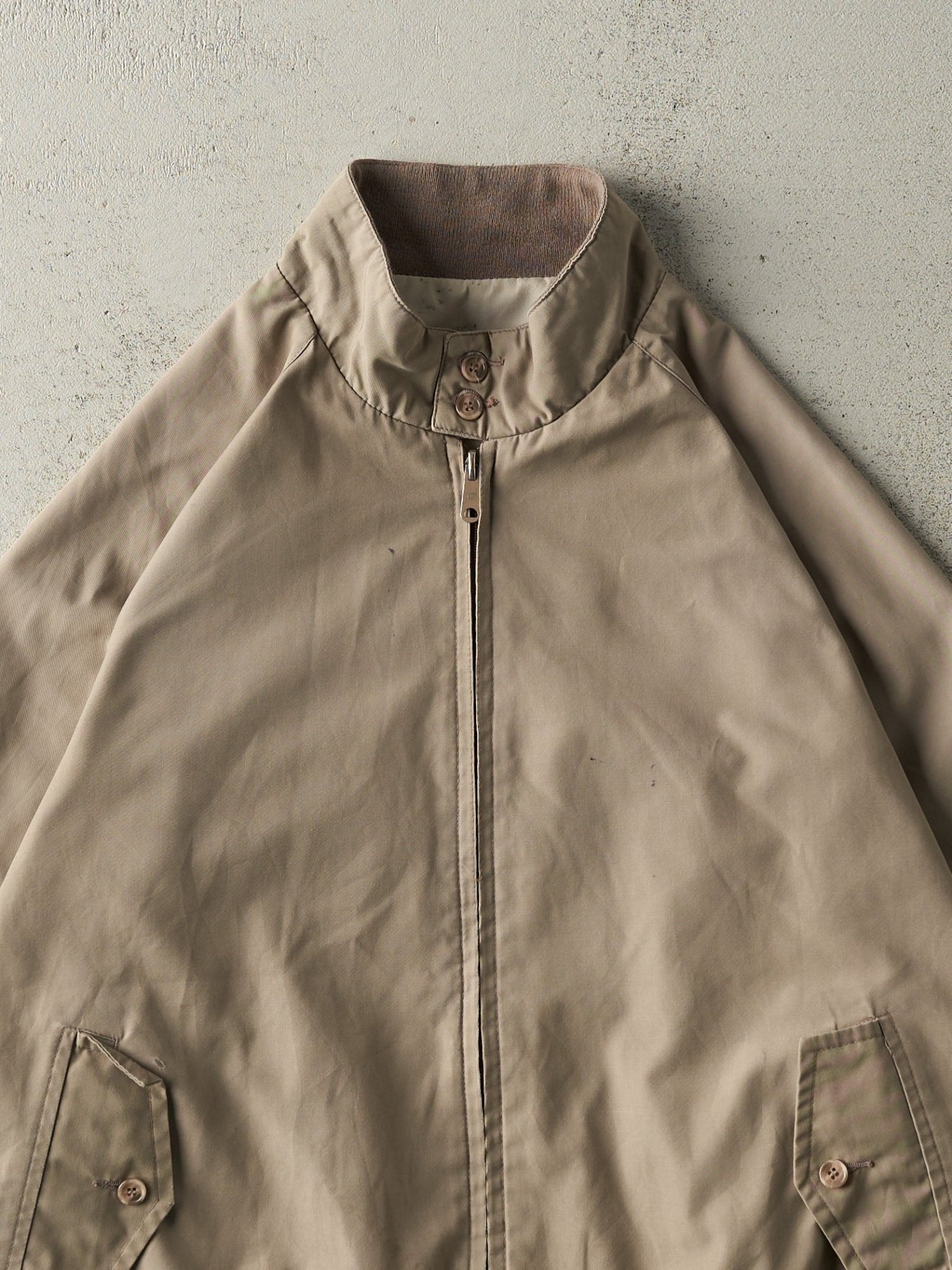 Vintage 80s Beige Reversible Harrington Bomber Jacket (M/L)