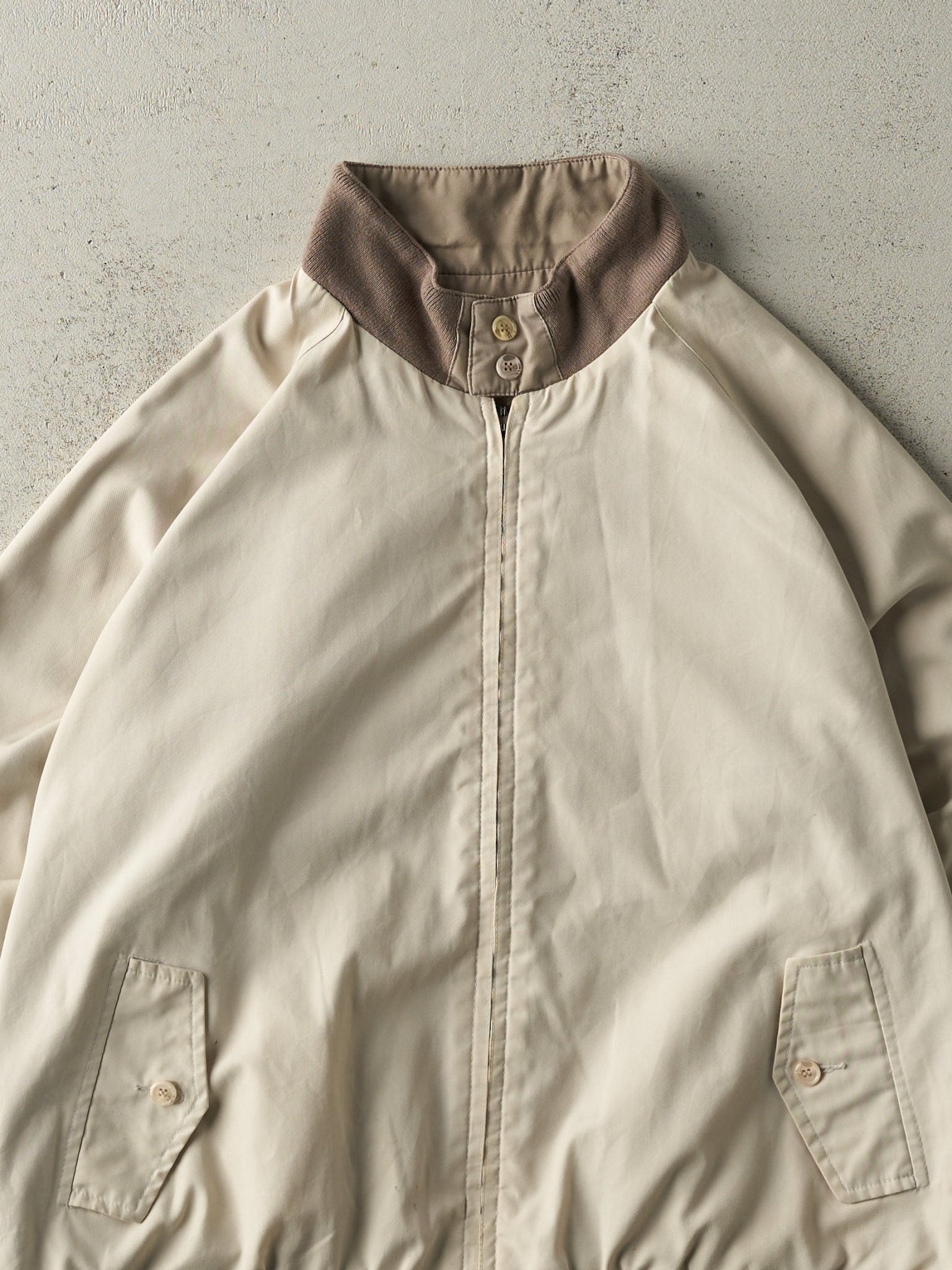 Vintage 80s Beige Reversible Harrington Bomber Jacket (M/L)