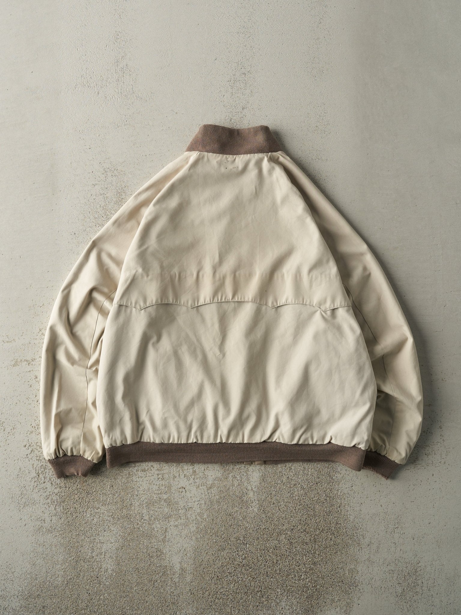 Vintage 80s Beige Reversible Harrington Bomber Jacket (M/L)