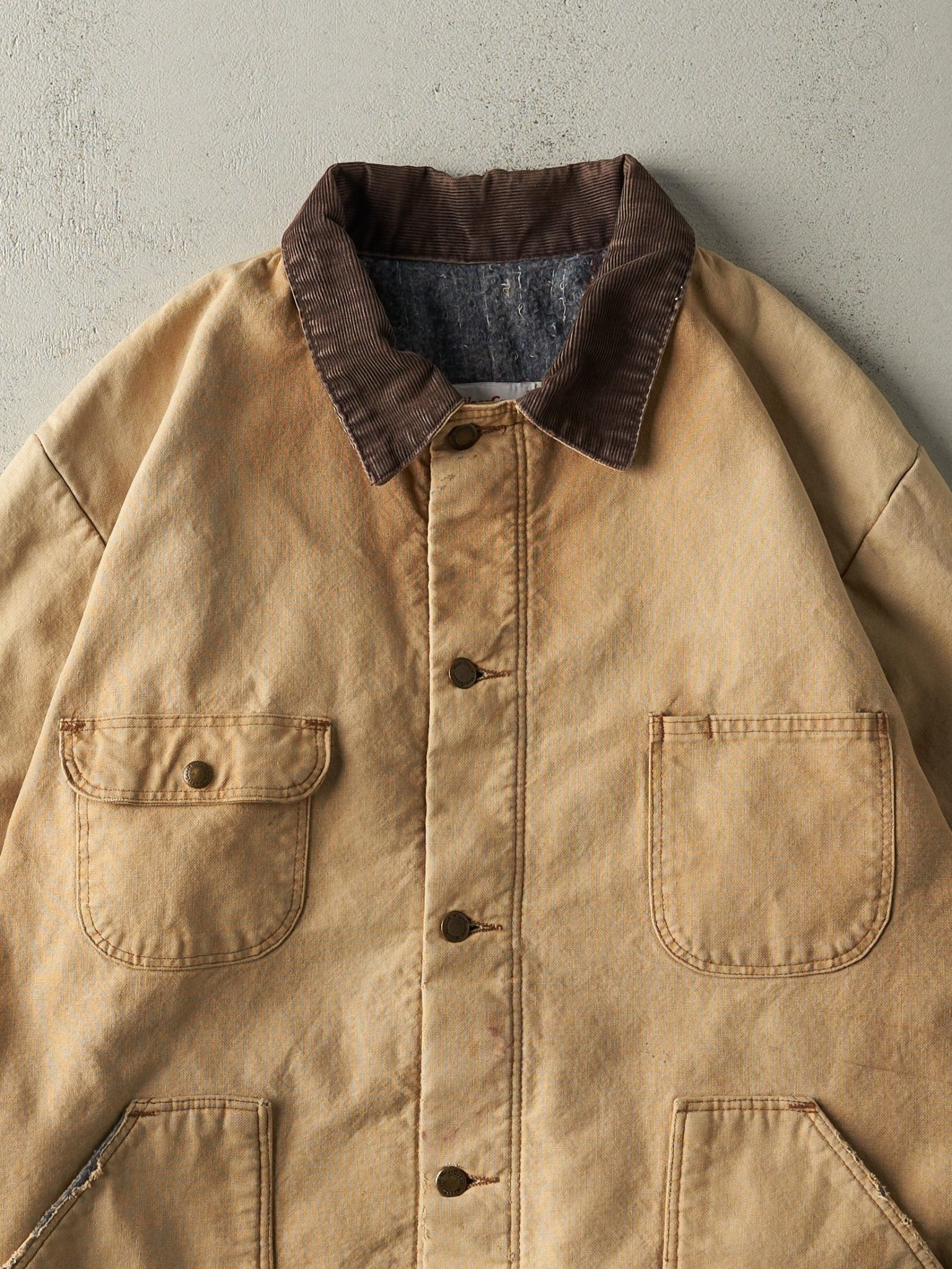 Vintage 80s Beige Blanket Lined Barn Chore Jacket (L/XL)