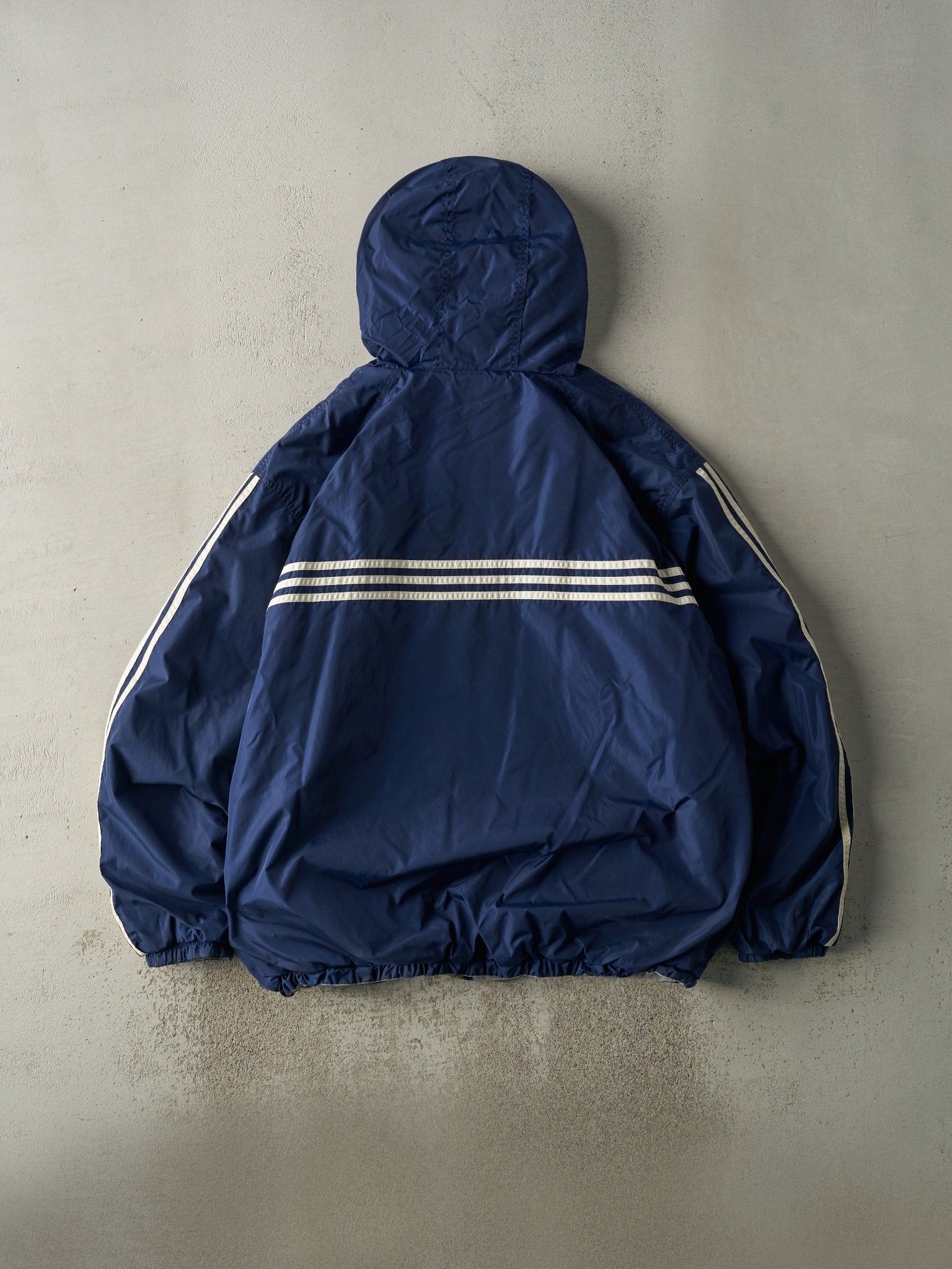 Vintage 90s Navy Blue & Grey Reversible Adidas Windbreaker Jacket (XL)