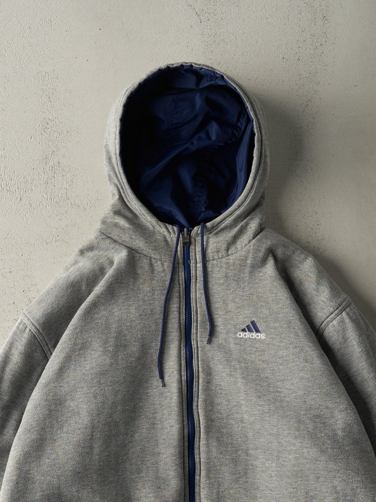 Vintage 90s Navy Blue & Grey Reversible Adidas Windbreaker Jacket (XL)
