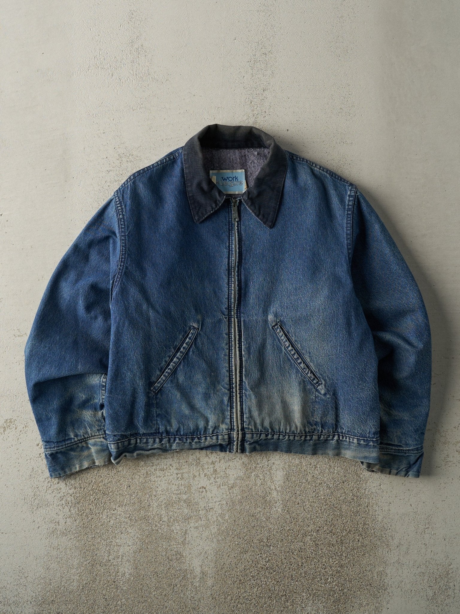 Vintage 80s Dark Wash Sears Blanket Lined Denim Work Jacket (L)