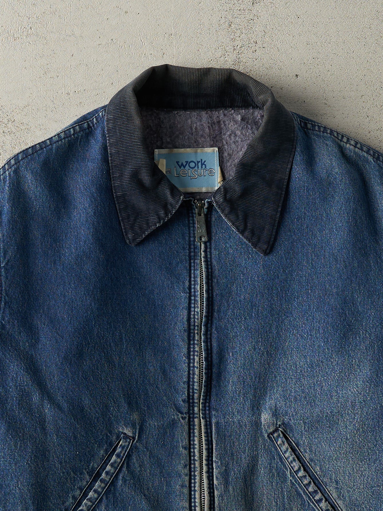 Vintage 80s Dark Wash Sears Blanket Lined Denim Work Jacket (L)