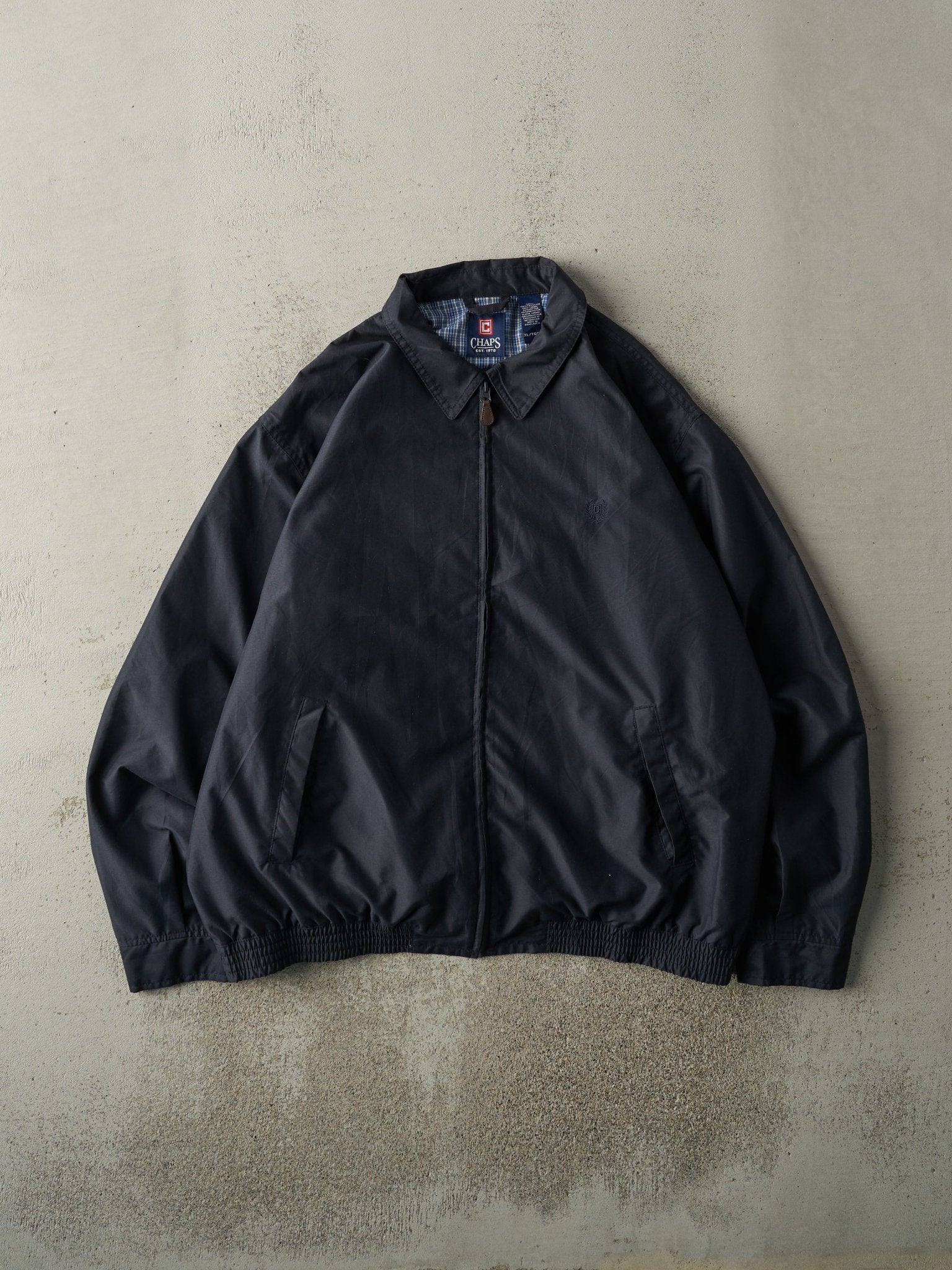 Vintage Y2K Navy Blue Chaps Harrington Jacket (XL)