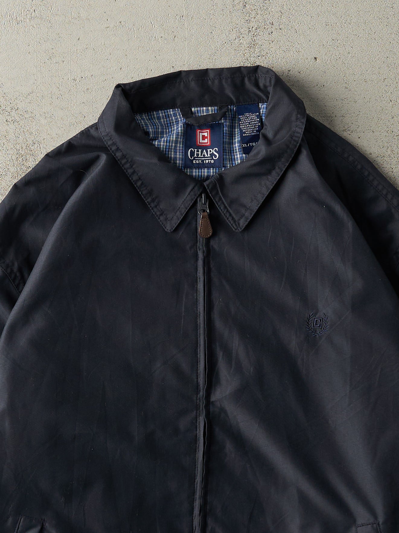 Vintage Y2K Navy Blue Chaps Harrington Jacket (XL)