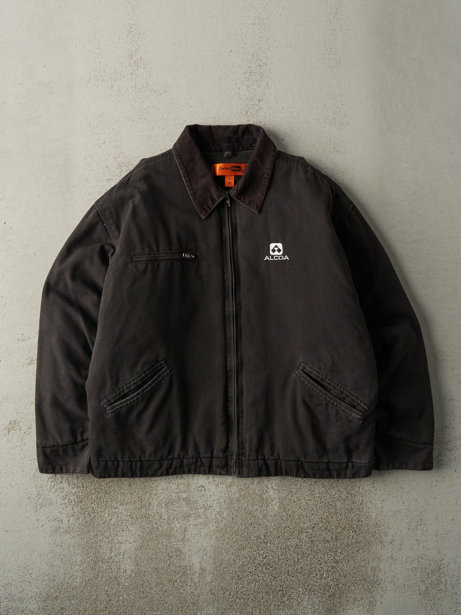 Vintage 90s Black Embroidered Detroit Style Work Jacket (XL)