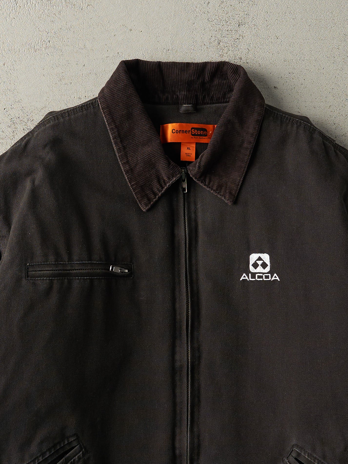 Vintage 90s Black Embroidered Detroit Style Work Jacket (XL)