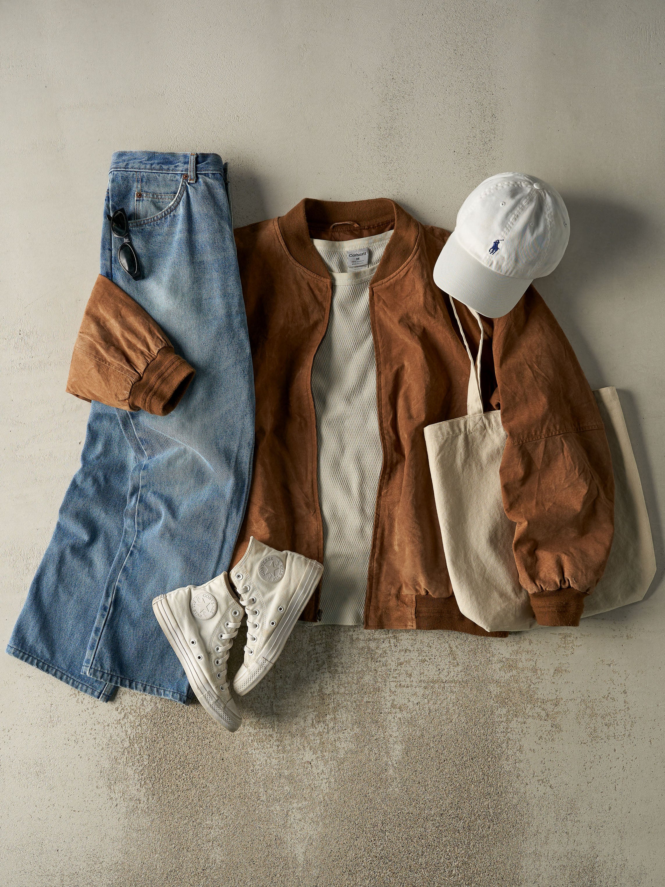 Vintage Y2K Brown Suede Bomber Jacket (XL)