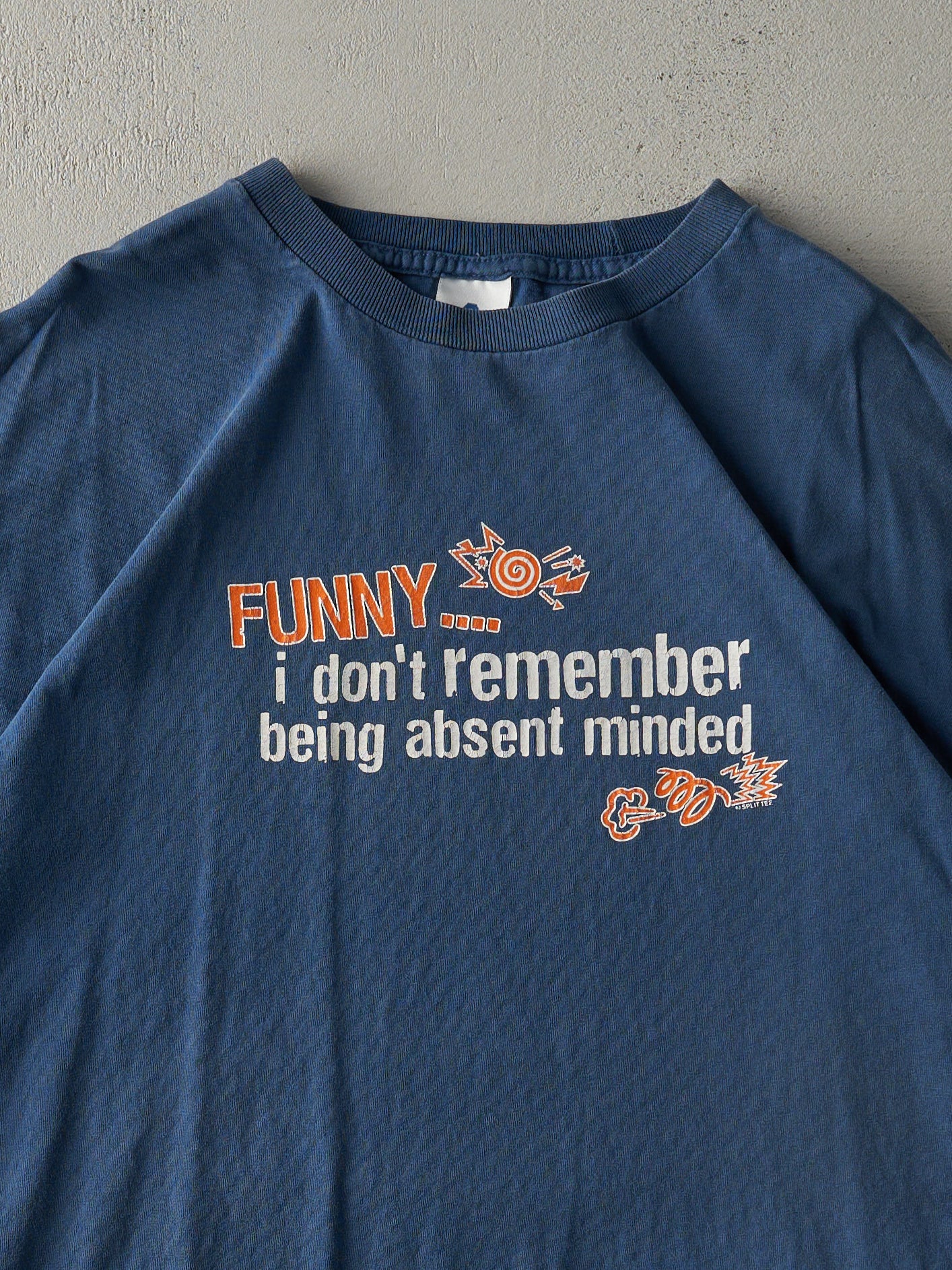 Vintage Y2K Slate Blue "Absent Minded" Tee (L)