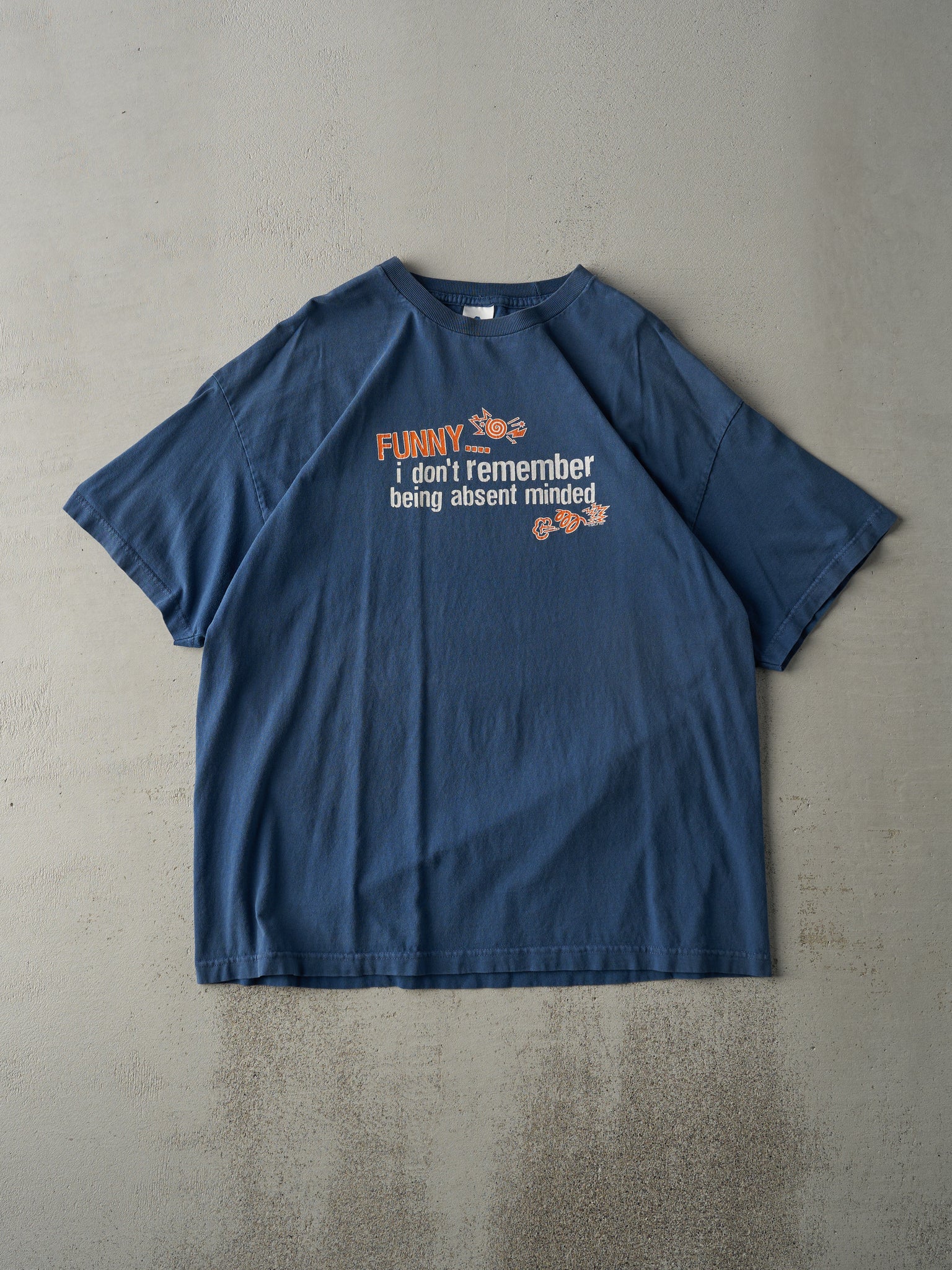 Vintage Y2K Slate Blue "Absent Minded" Tee (L)