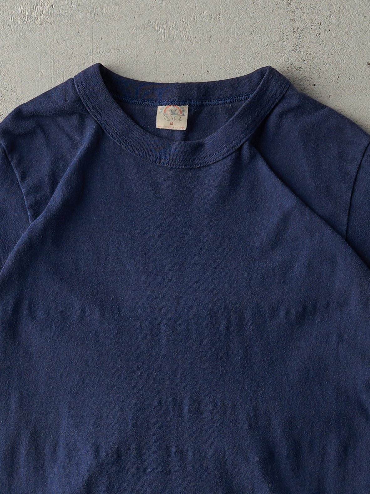 Vintage 80s Navy Blue Blank Ringer Tee (XS)