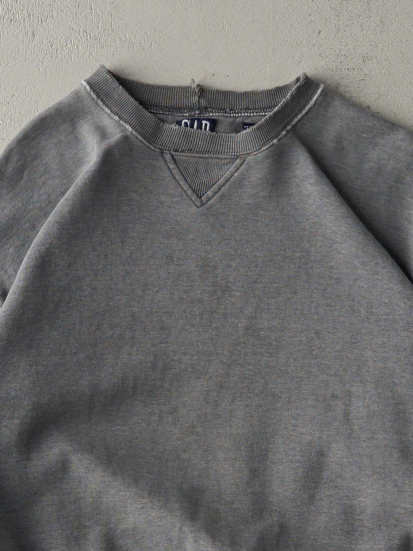 Vintage 90s Washed Charcoal Grey Gap Blank Boxy Crewneck (M)