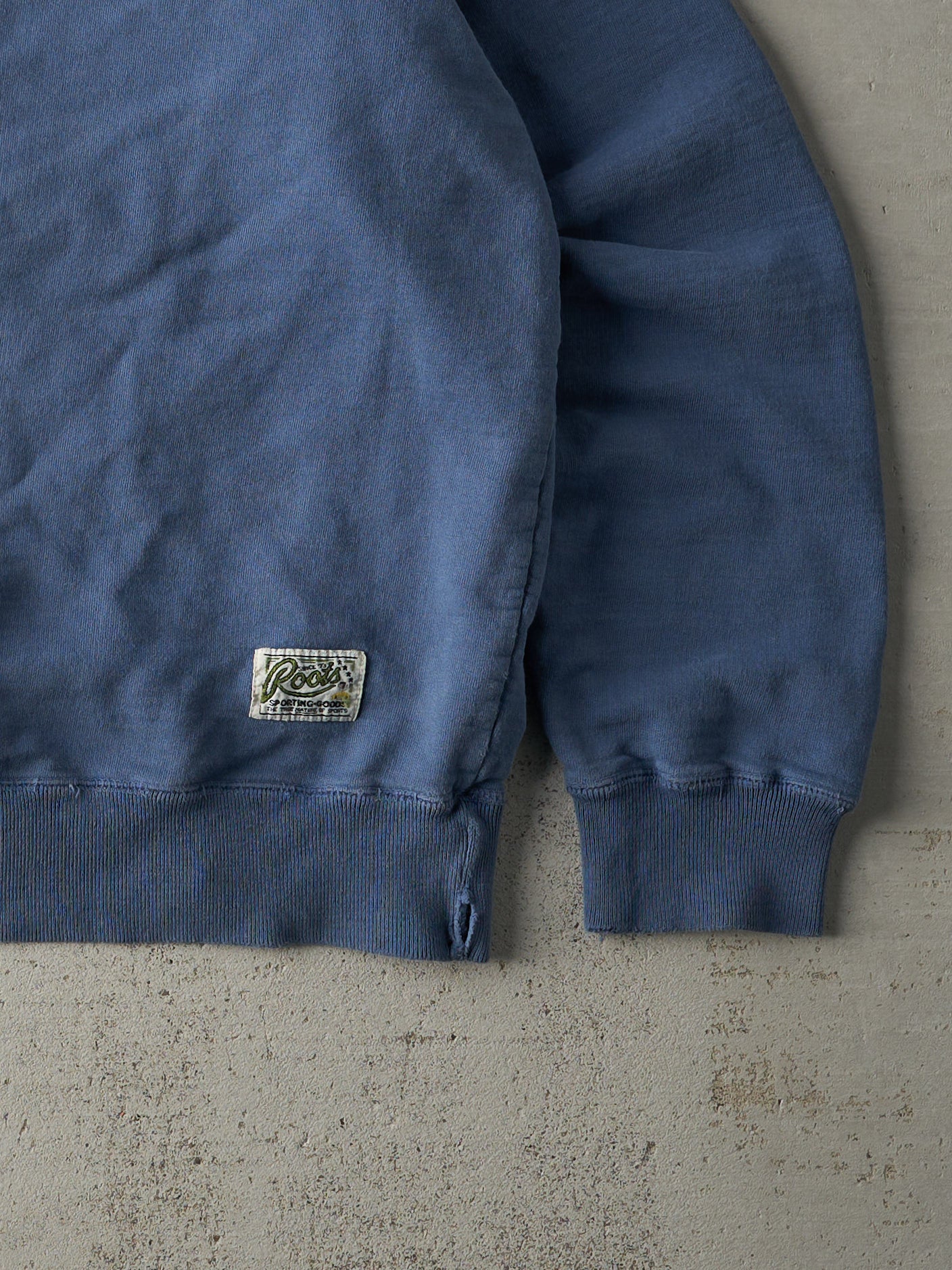 Vintage 90s Slate Blue Roots Quarter Zip Boxy Crewneck (XL)