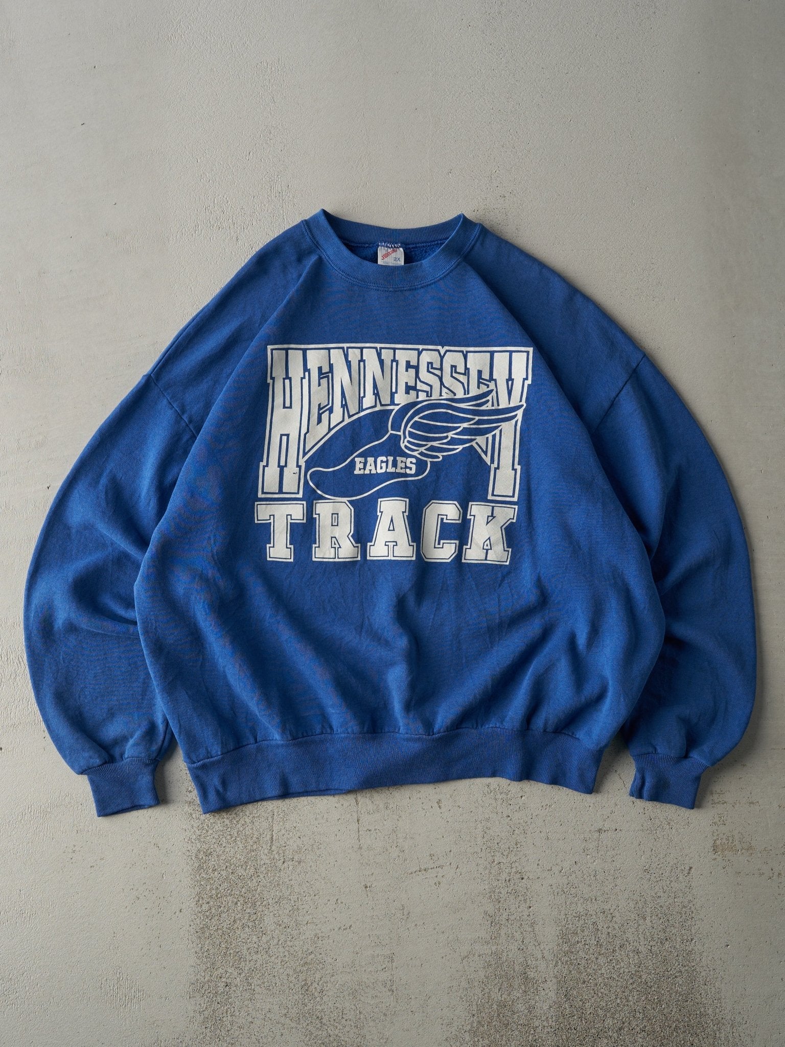 Vintage 90s Blue Hennessey Eagles Track Crewneck (L)