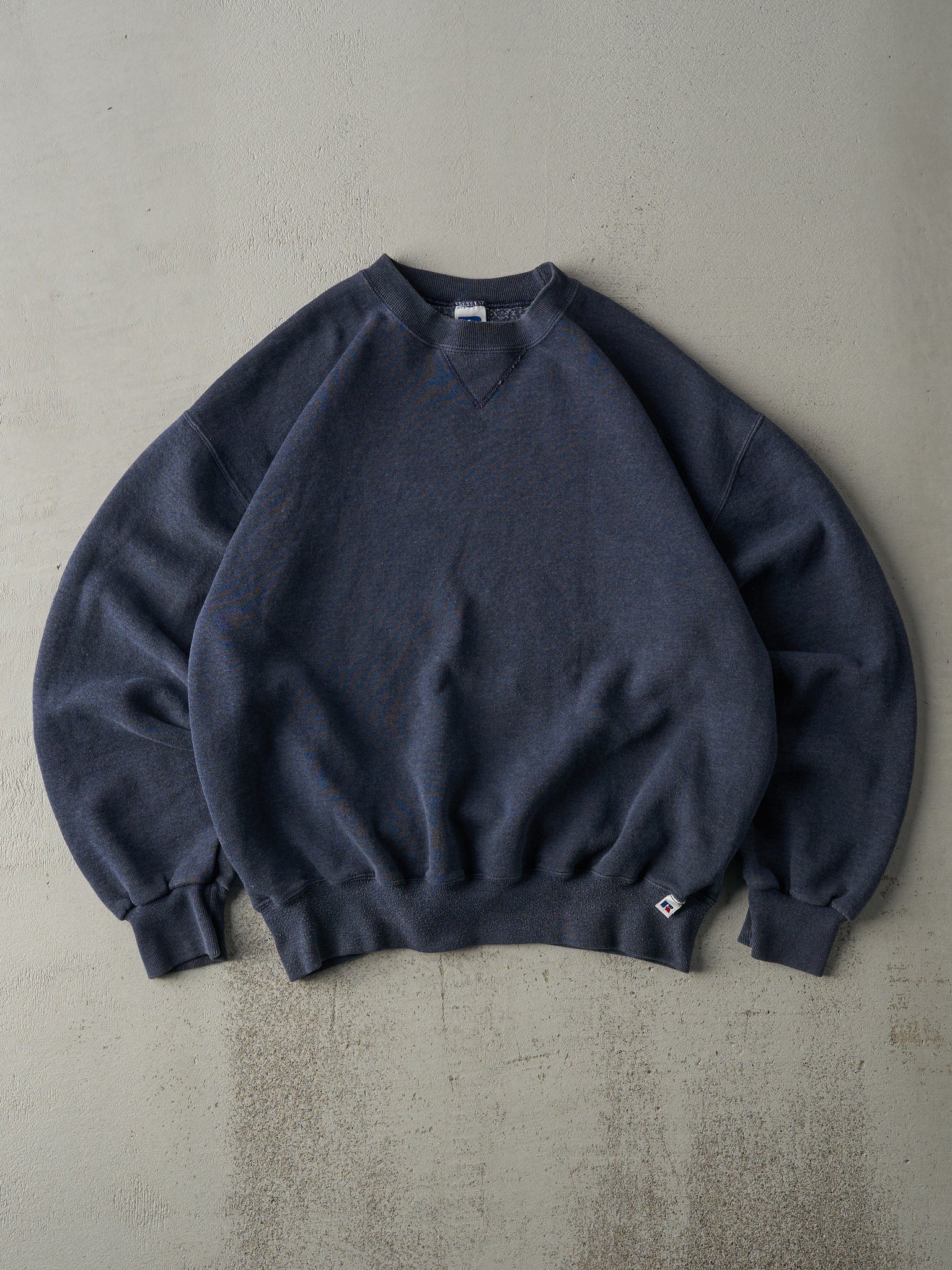 Vintage 90s Washed Navy Russell Athletics Blank Crewneck (M)