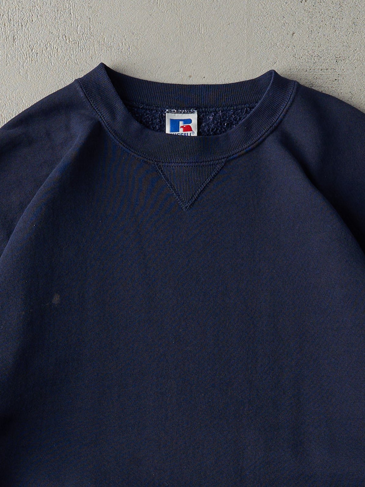 Vintage 90s Navy Blue Russell Athletics Blank Crewneck (L)