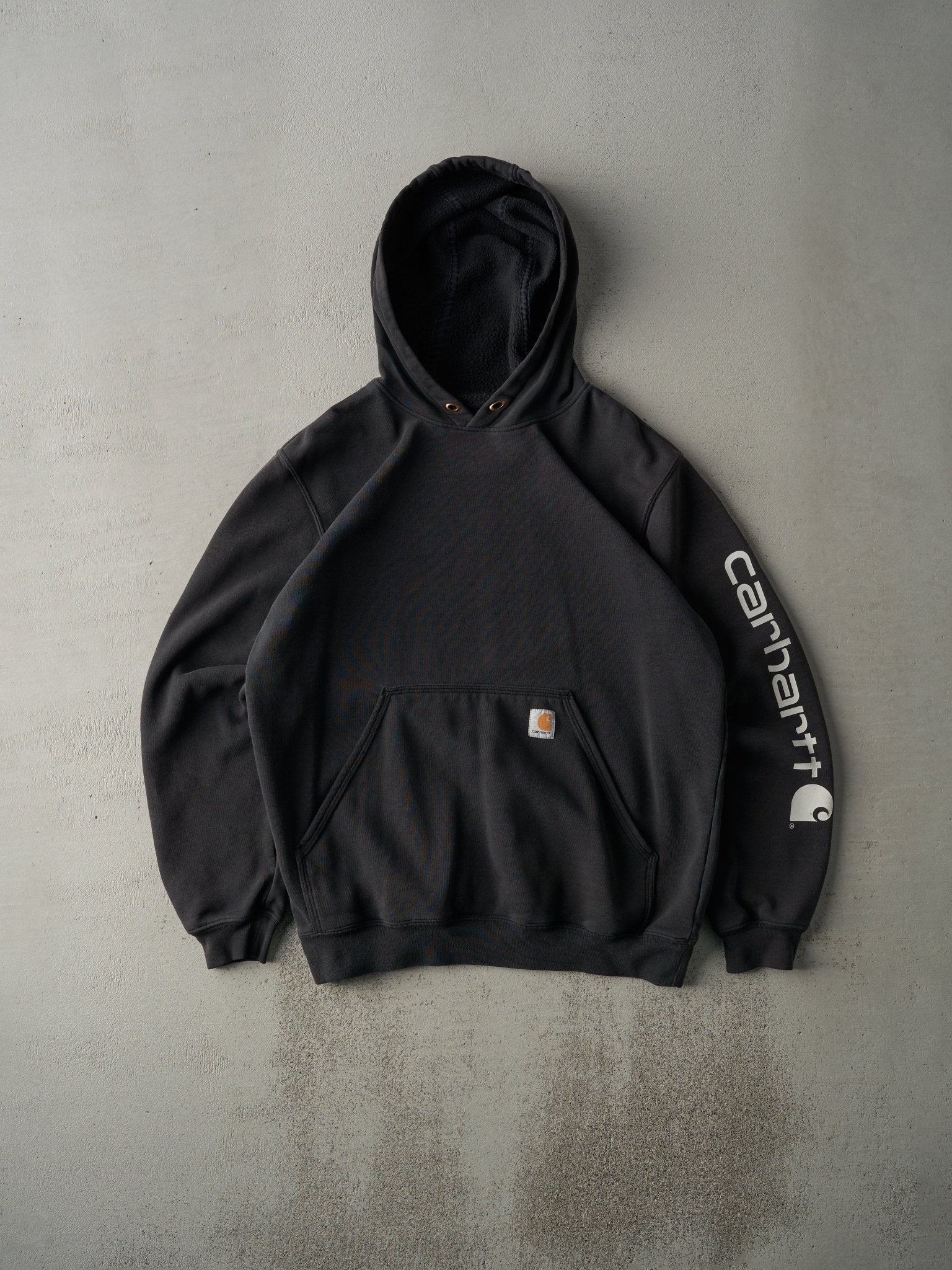 Vintage Y2K Faded Black Original Fit Carhartt Hoodie (L)