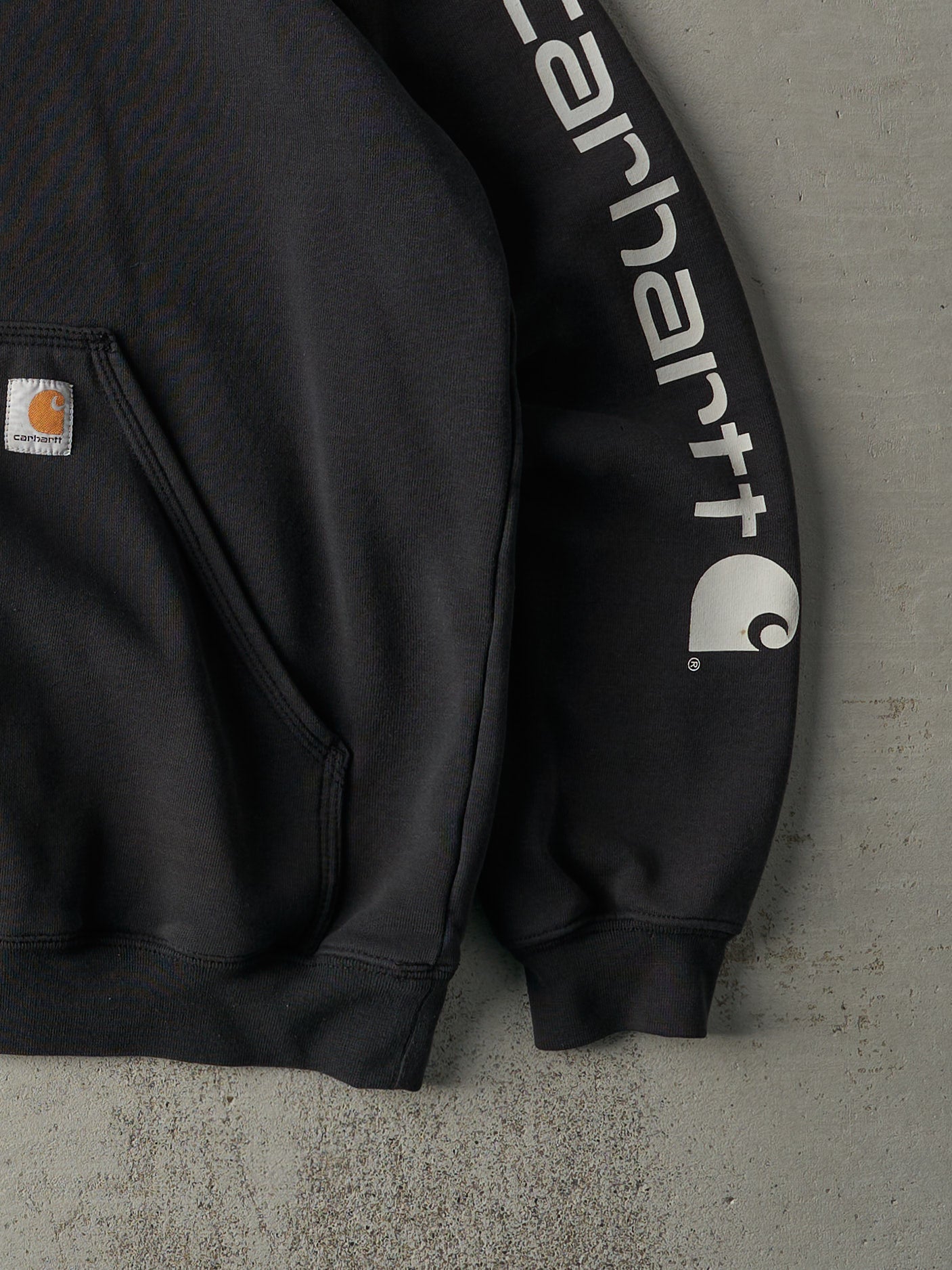 Vintage Y2K Faded Black Original Fit Carhartt Hoodie (L)